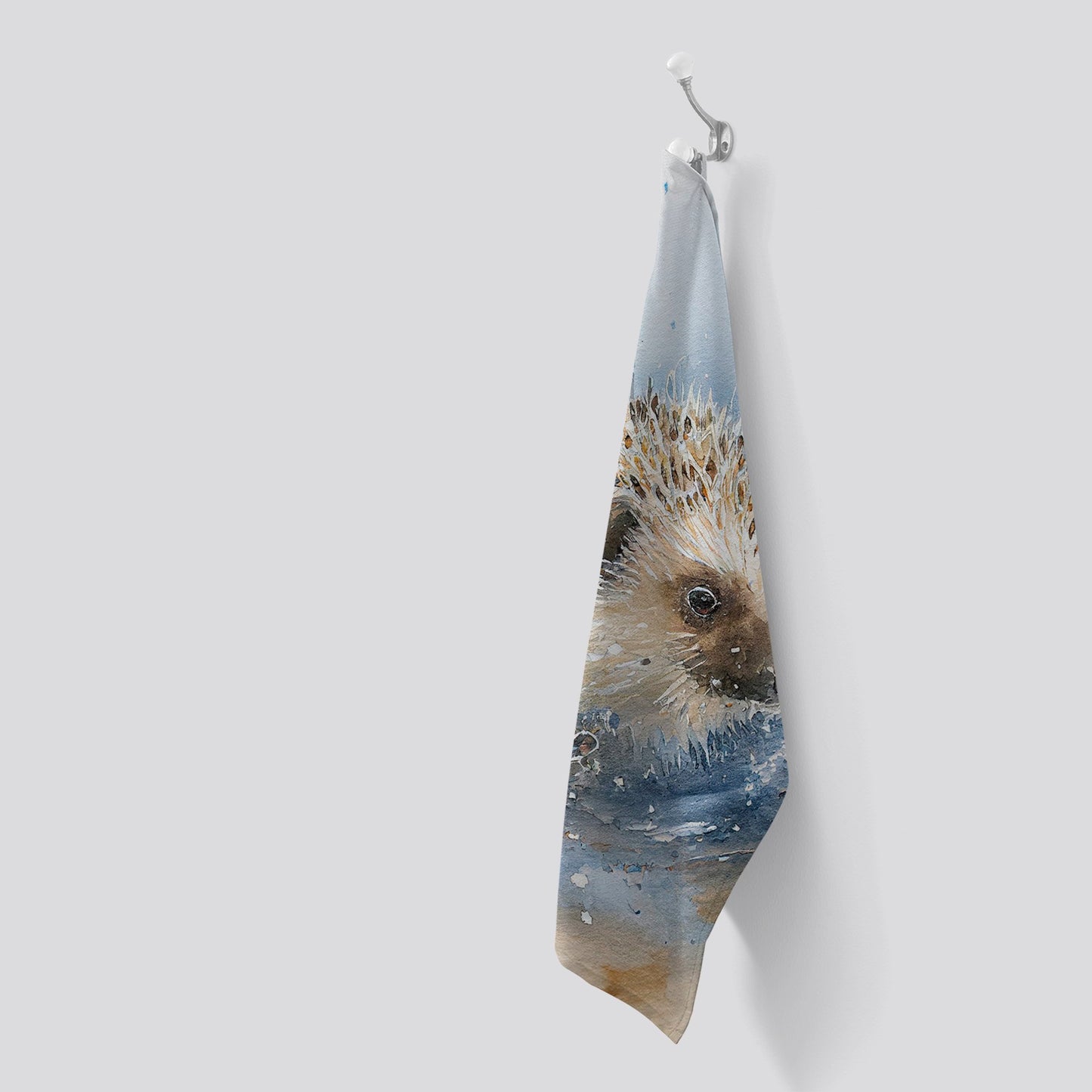 Hedgehog Watercolour Tea Towel
