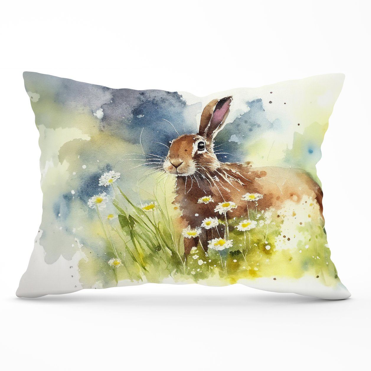 Hare And Daisies Watercolour Cushions