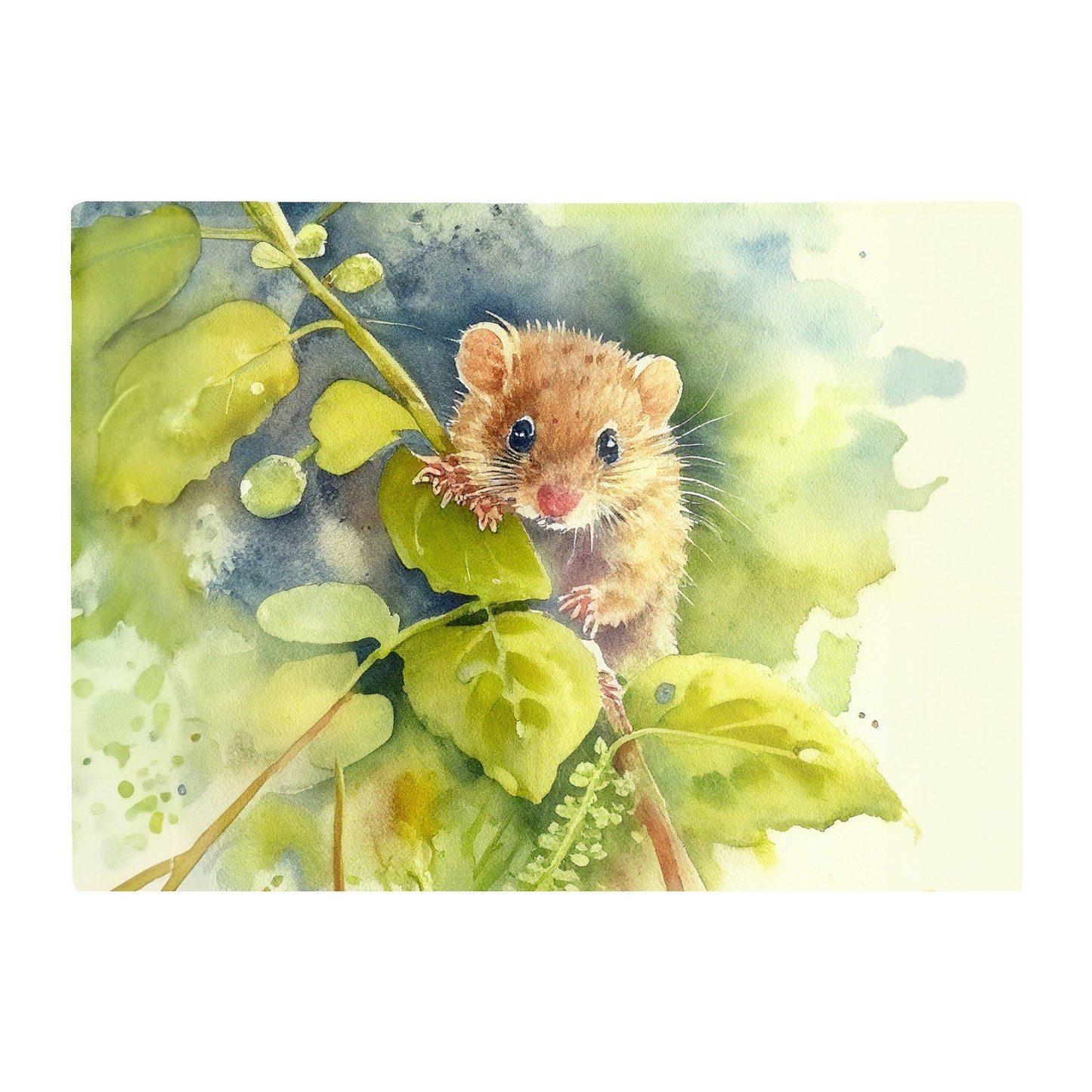 Dormouse Watercolour Glass Chopping Board