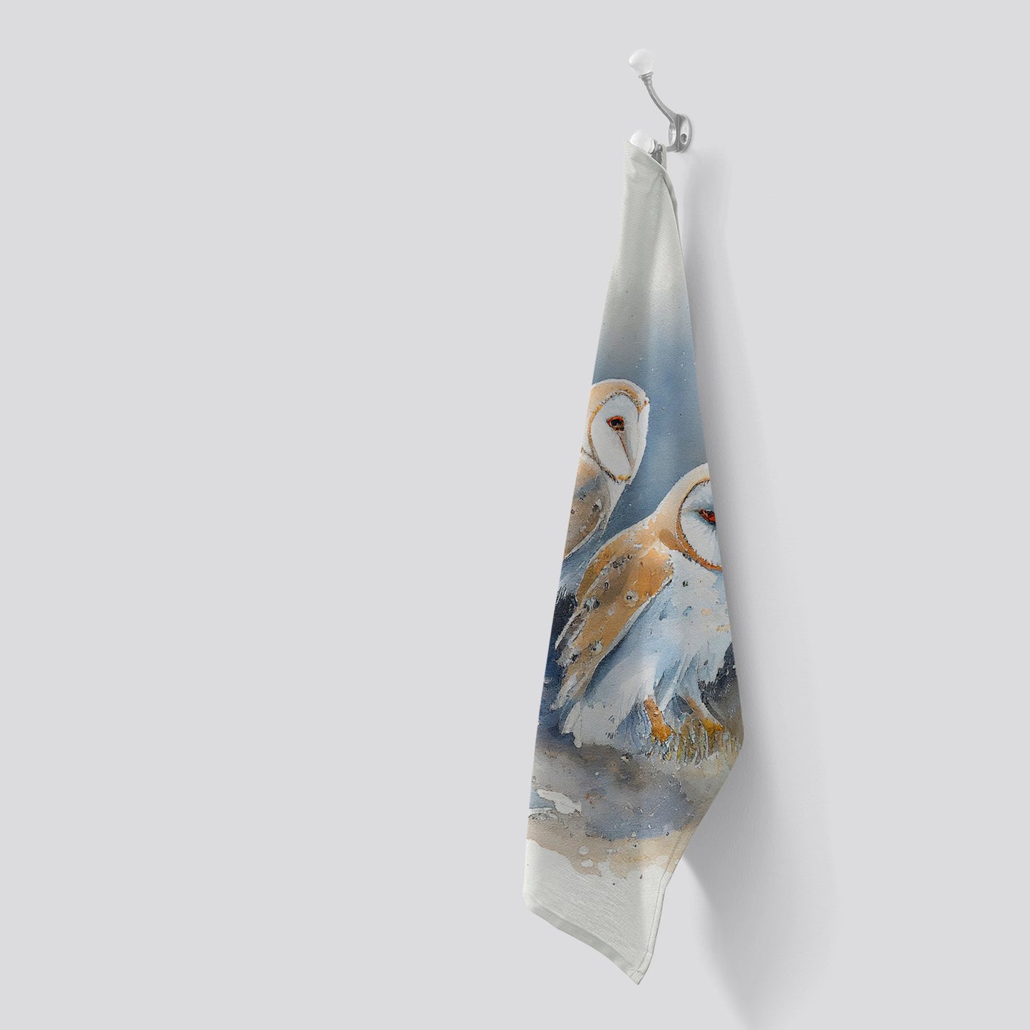 Barn Ano Owls Watercolour Tea Towel