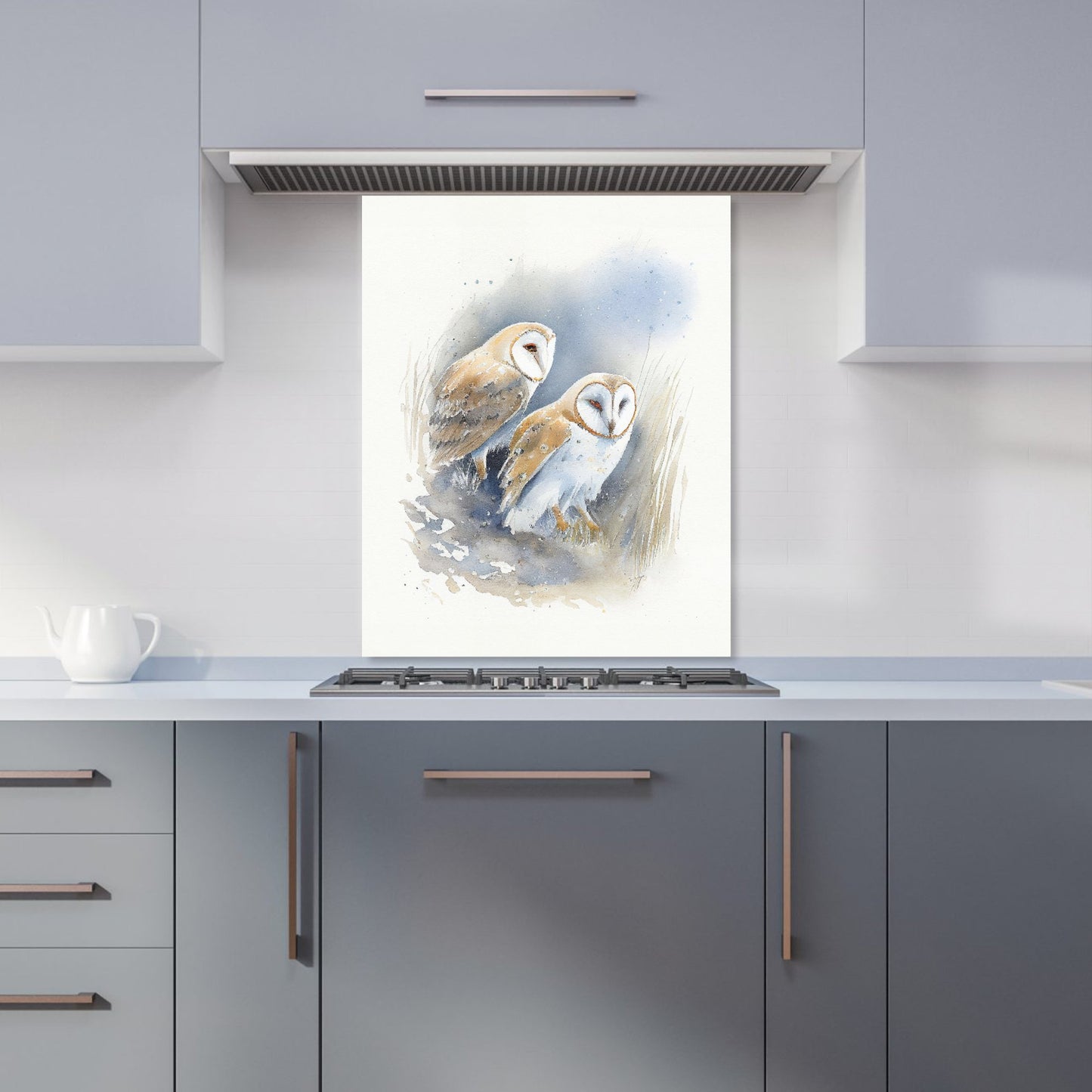 Barn Ano Owls Watercolour Kitchen Splashback