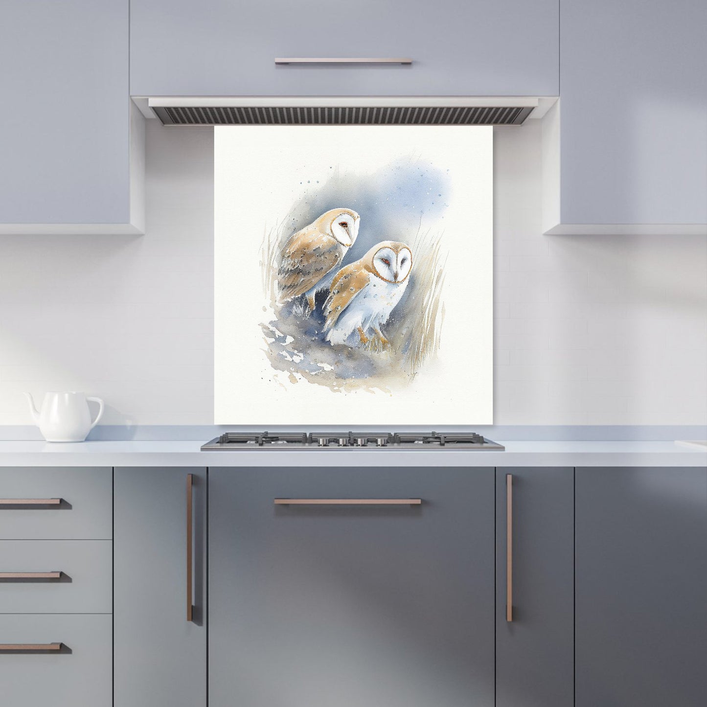 Barn Ano Owls Watercolour Kitchen Splashback