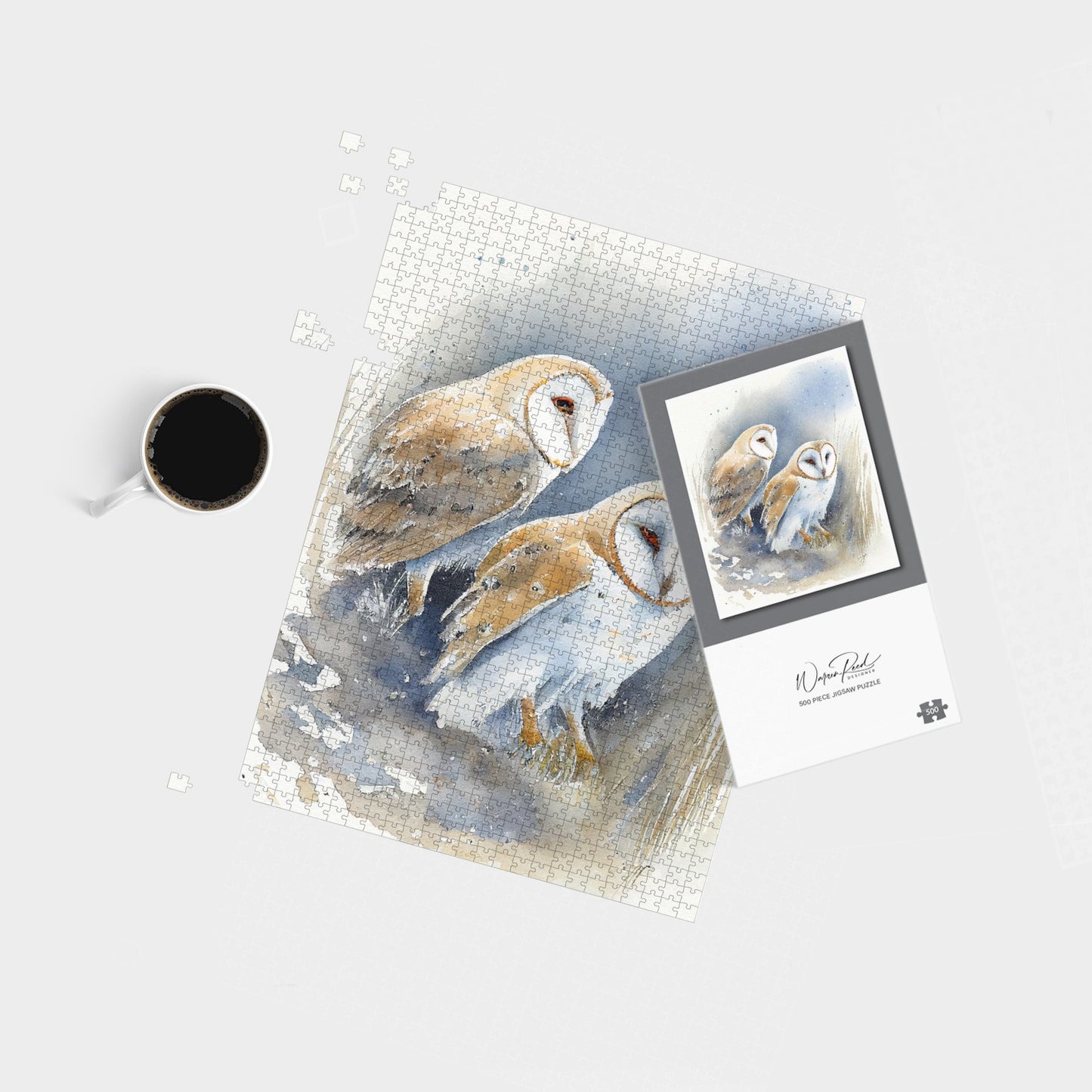 Barn Ano Owls Watercolour Jigsaw Puzzle