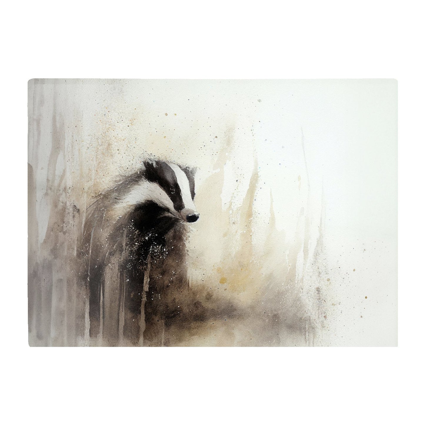 Badger Watercolour Glass Chopping Board