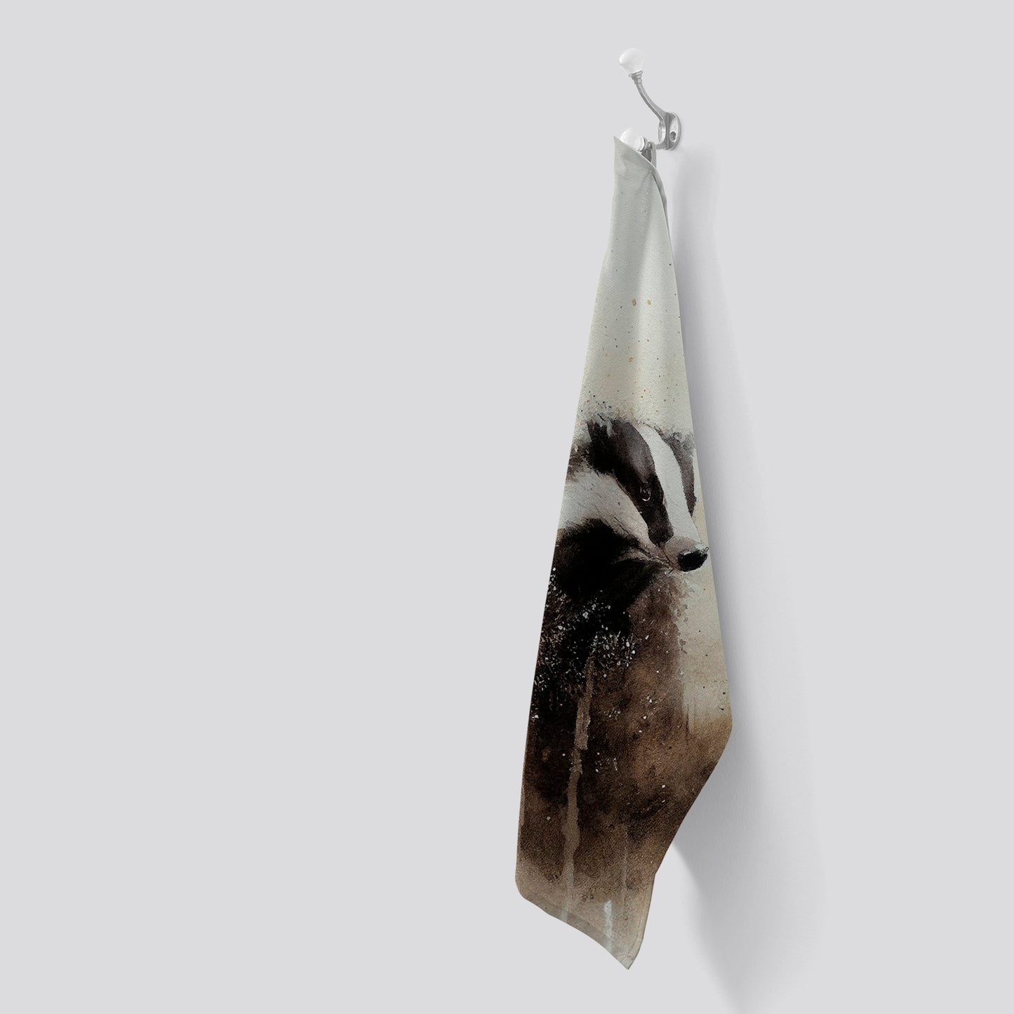 Badger Watercolour Tea Towel
