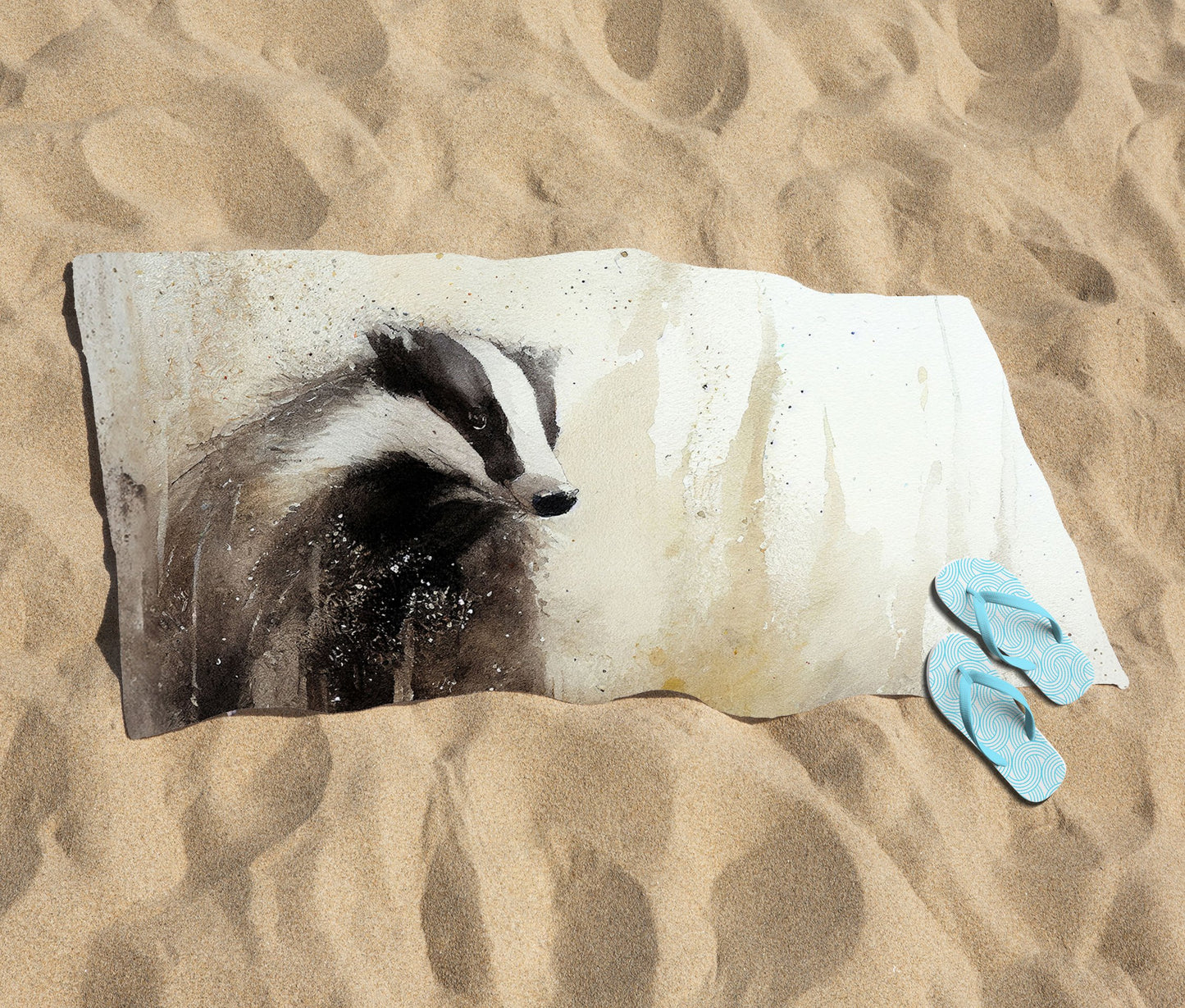 Badger Watercolour Beach Towel