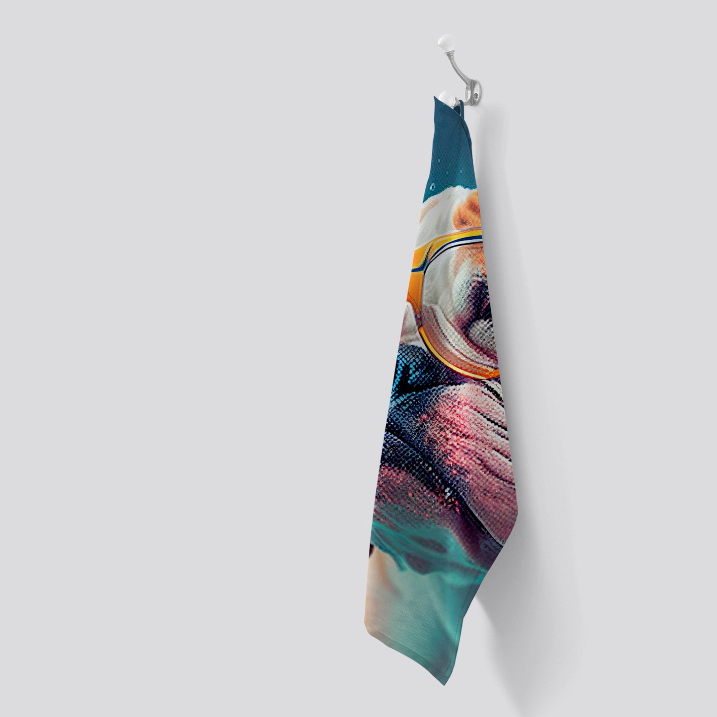 Bulldog With Glasses Splashart Tea Towel