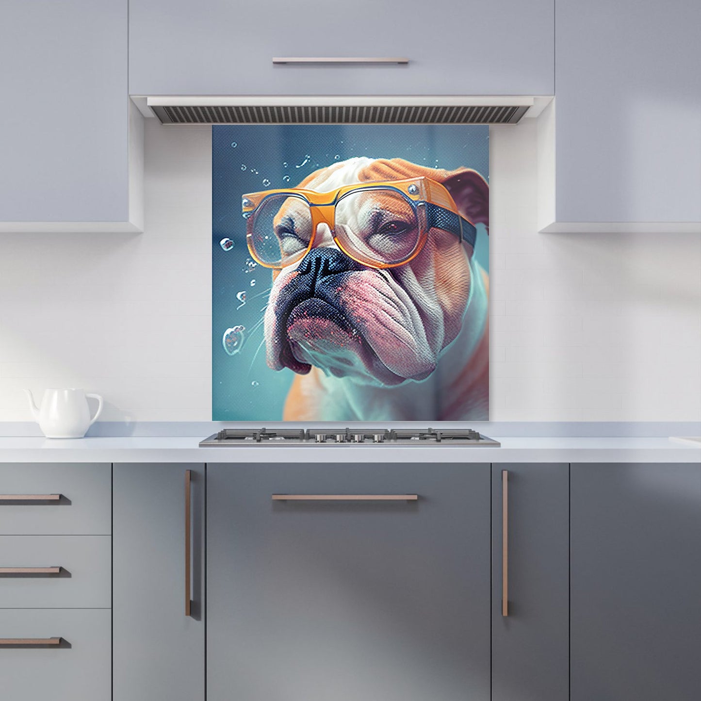 Bulldog With Glasses Splashart Kitchen Splashback