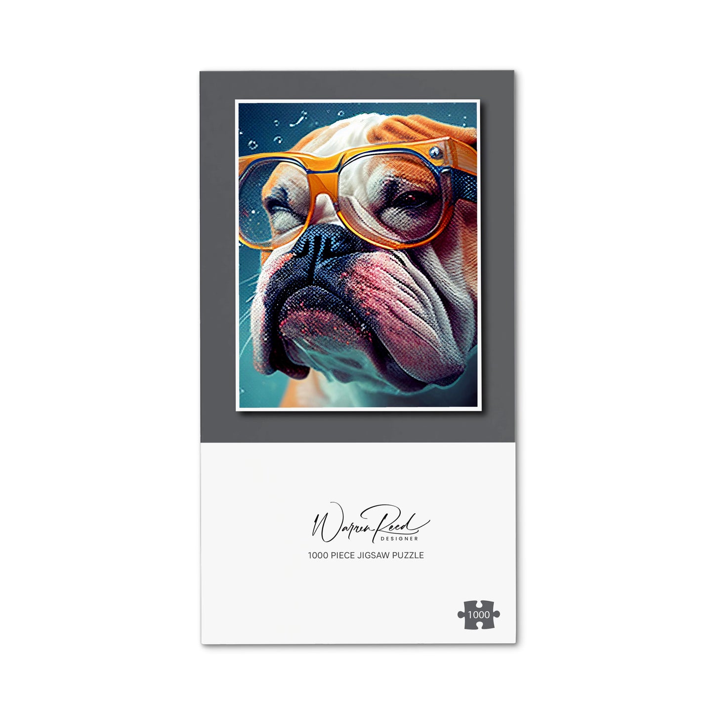 Bulldog With Glasses Splashart Jigsaw Puzzle