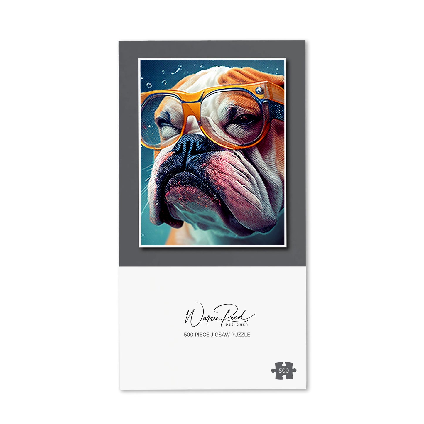 Bulldog With Glasses Splashart Jigsaw Puzzle