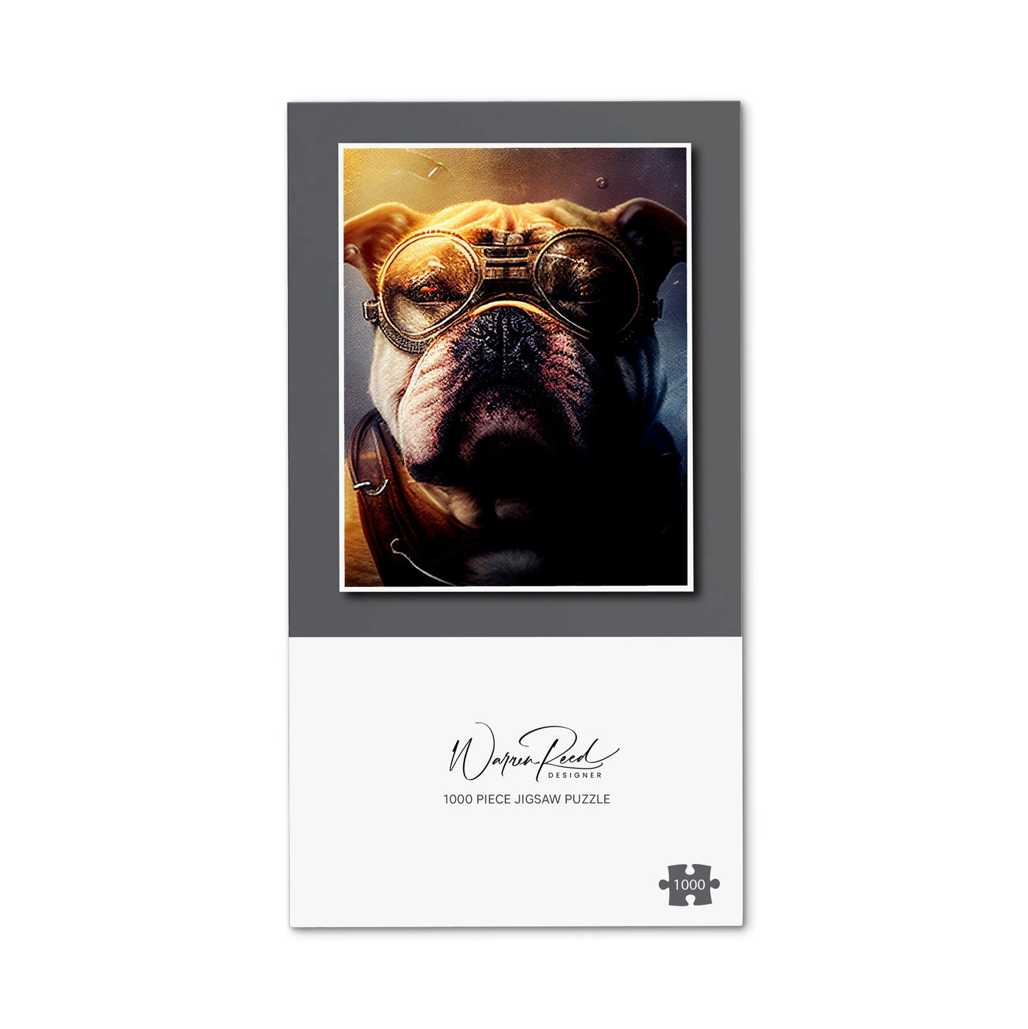 Bulldog With Glasses Splashart Golden Jigsaw Puzzle