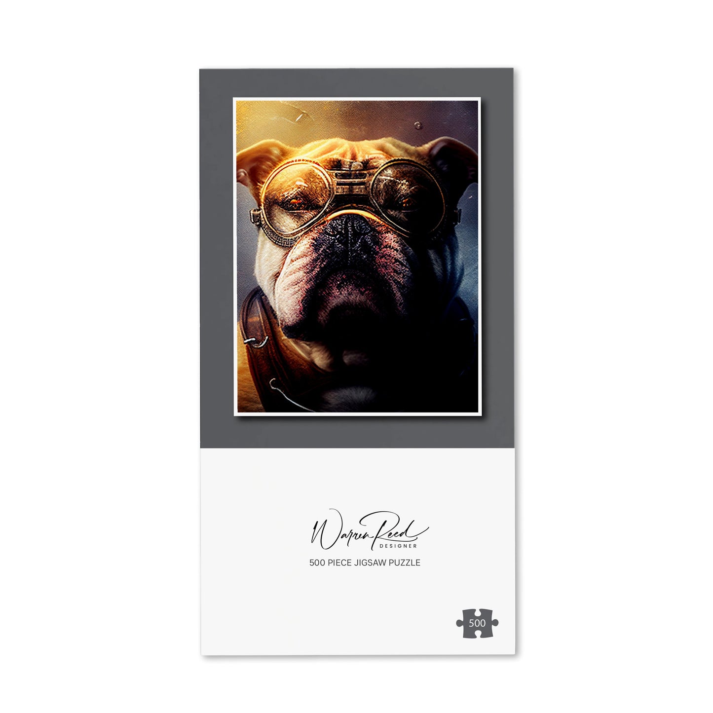 Bulldog With Glasses Splashart Golden Jigsaw Puzzle