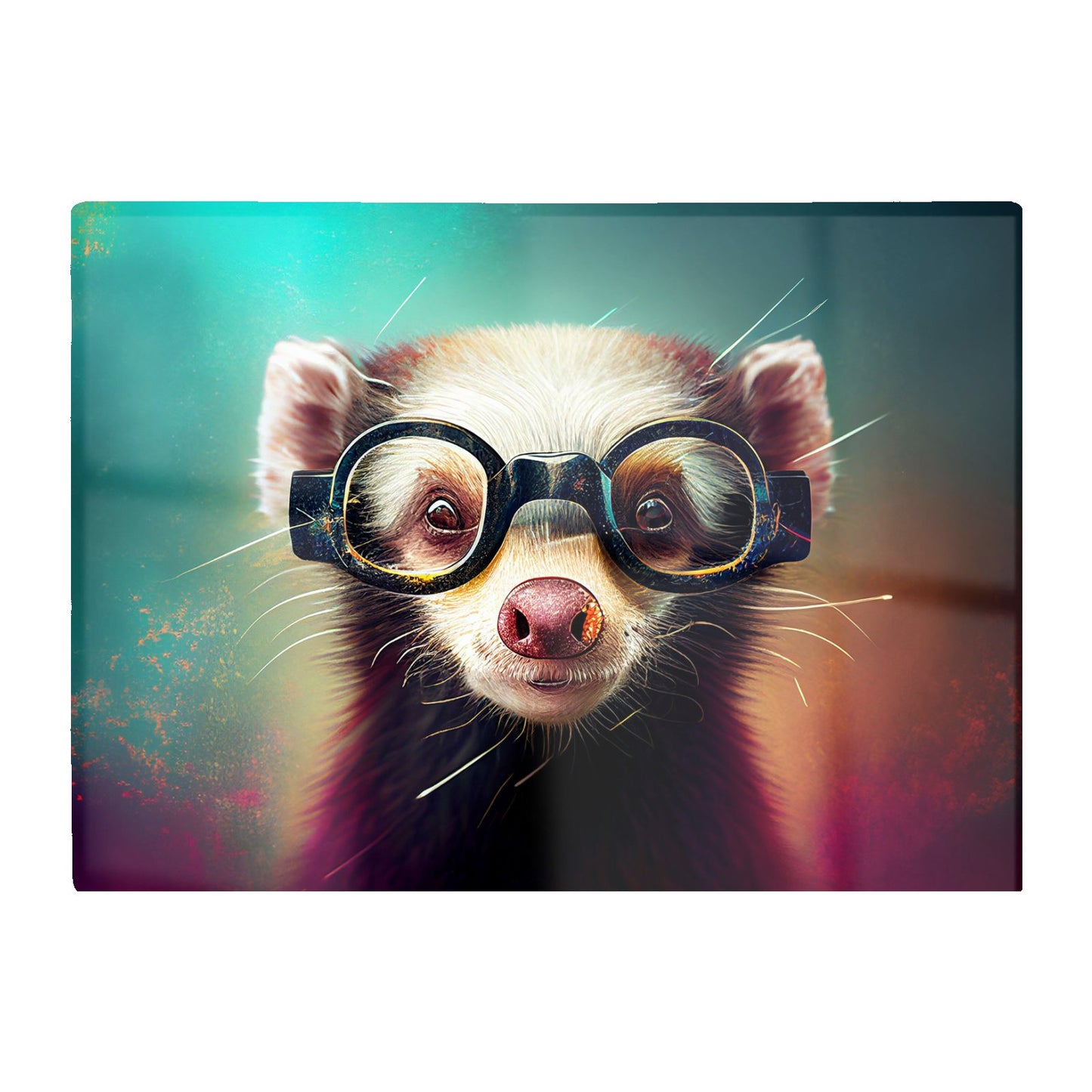Ferret With Glasses Splashart Glass Chopping Board