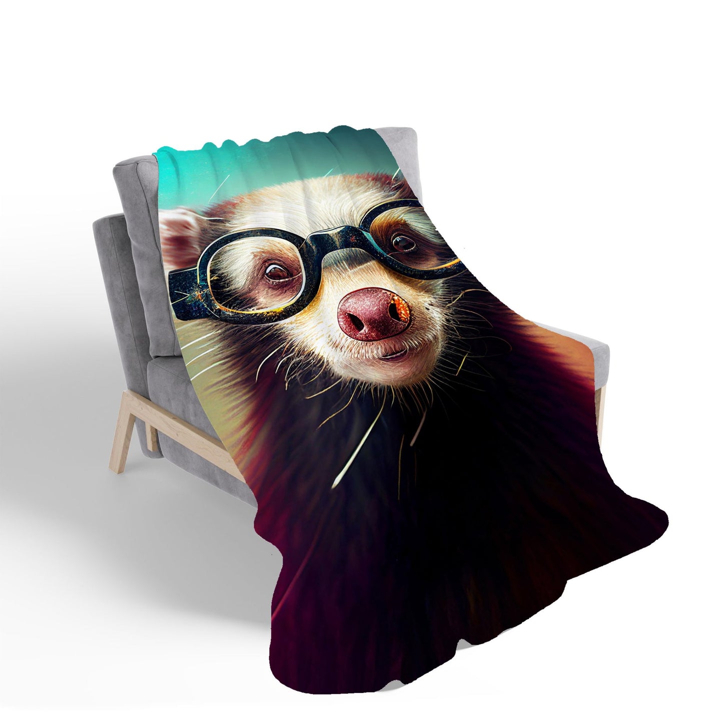 Ferret With Glasses Splashart Sherpa Blanket