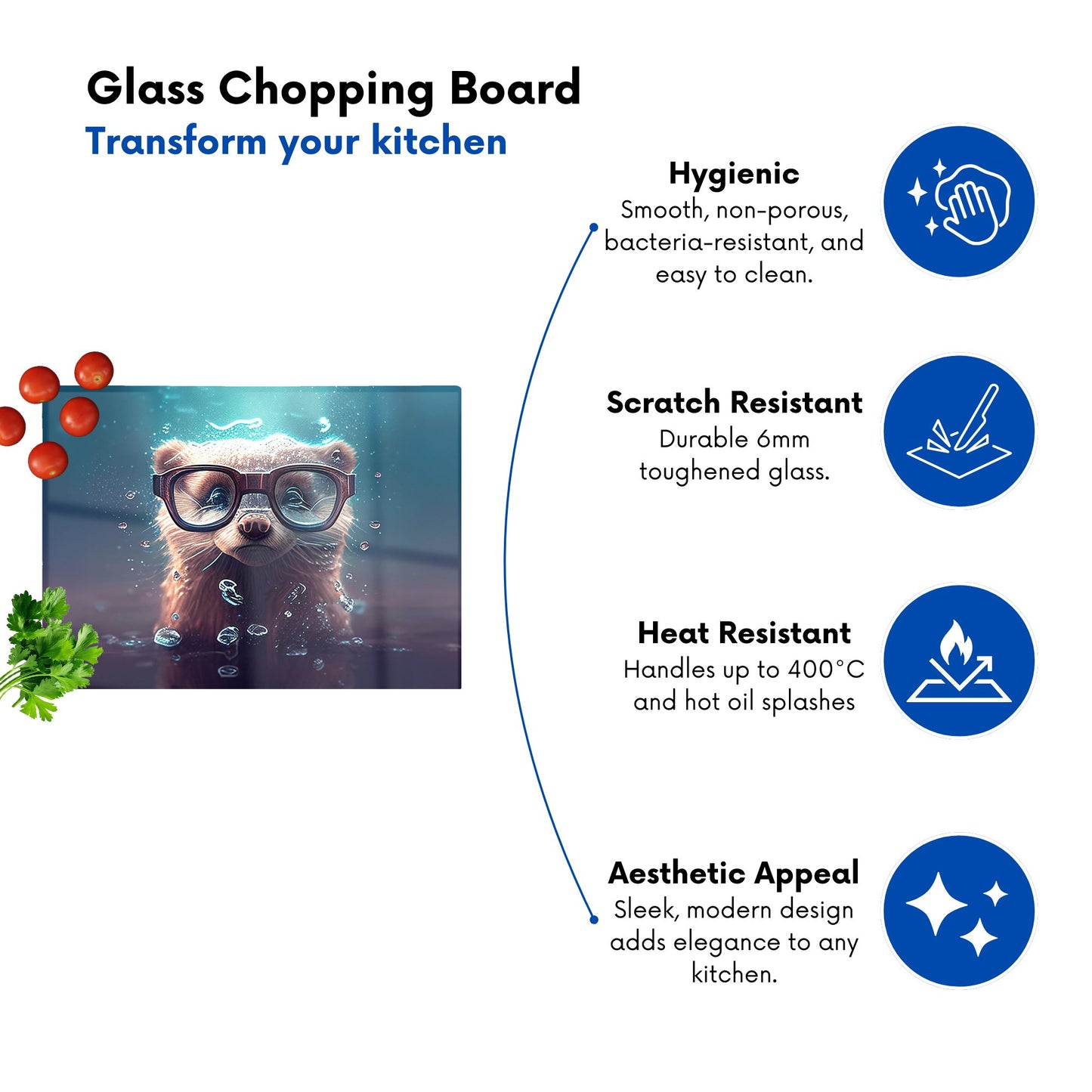 Ferret With Glasses Splashart Water Glass Chopping Board