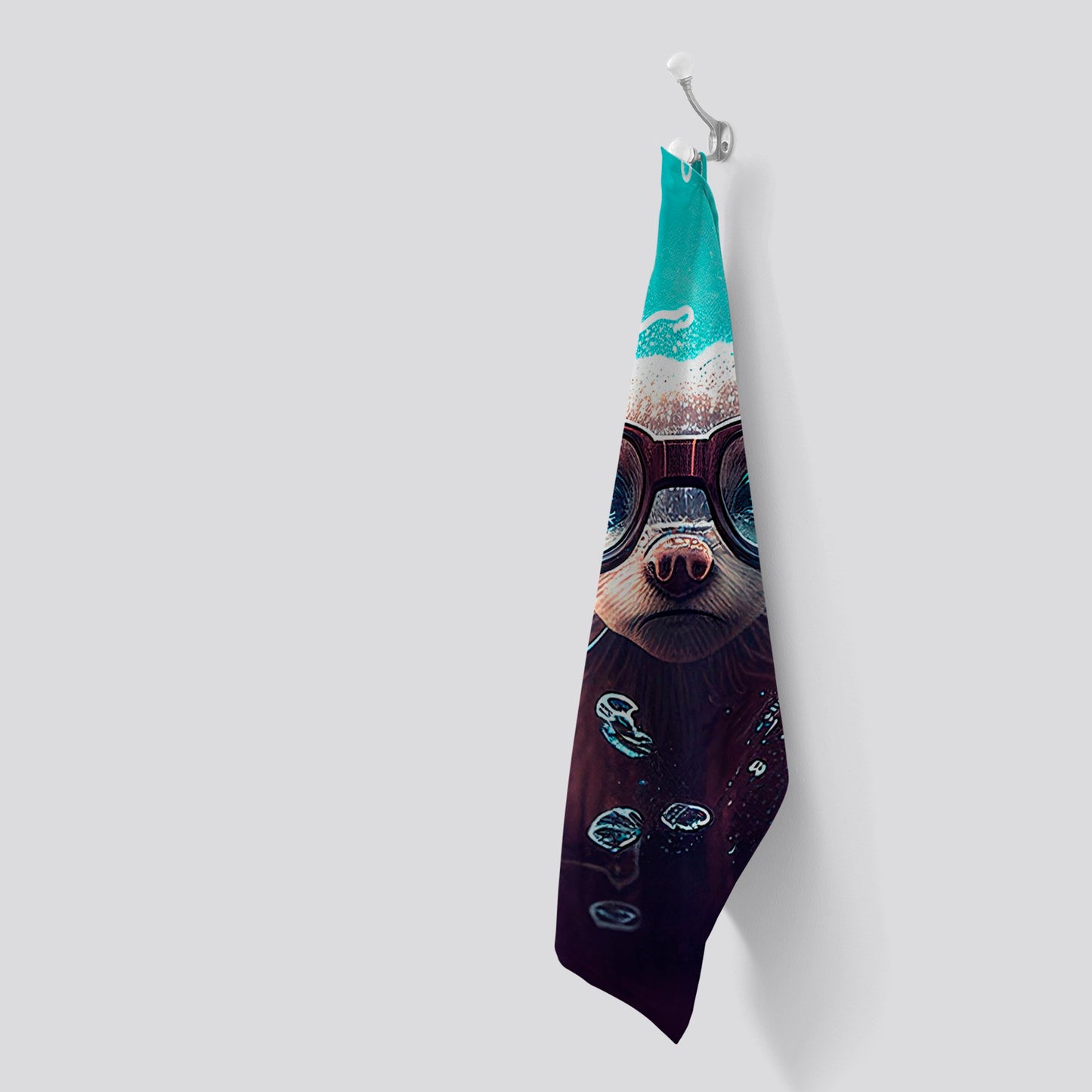 Ferret With Glasses Splashart Water Tea Towel