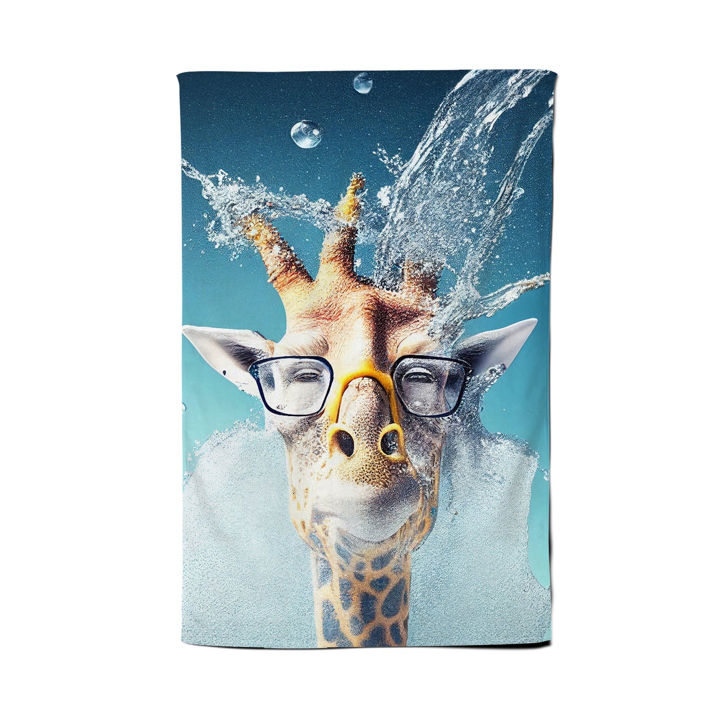 Giraffe With Glasses Splashart Tea Towel