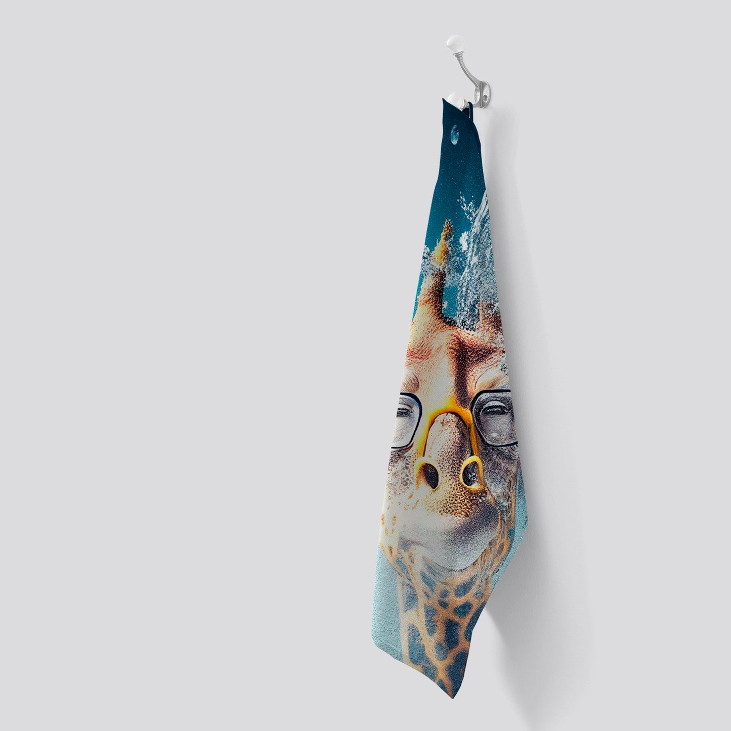 Giraffe With Glasses Splashart Tea Towel