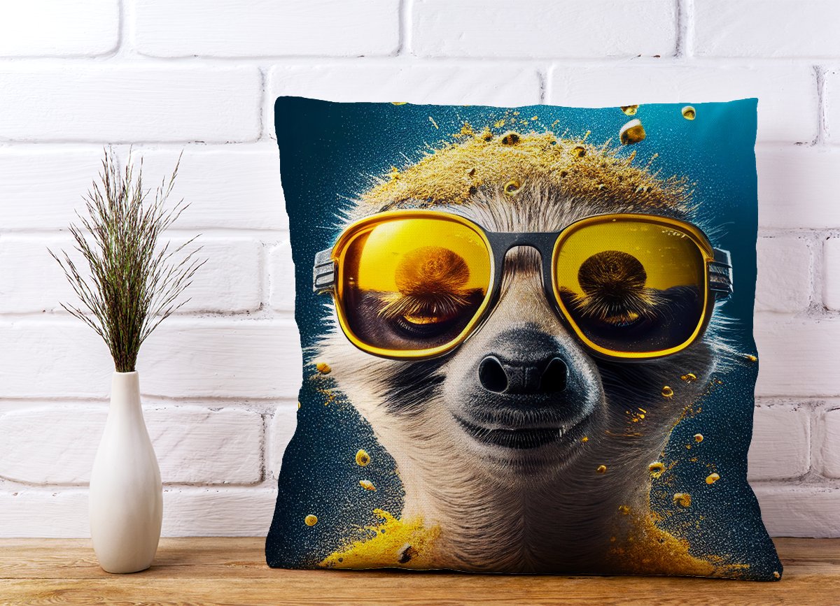 Meerkat With Golden Glasses Splashart Cushions