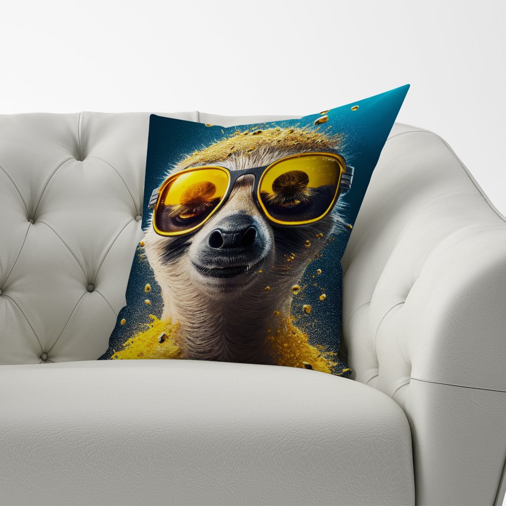 Meerkat With Golden Glasses Splashart Cushions