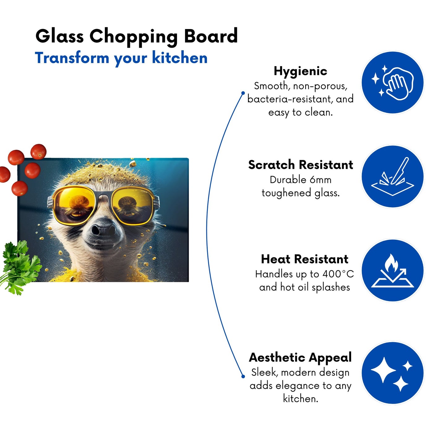 Meerkat With Golden Glasses Splashart Glass Chopping Board