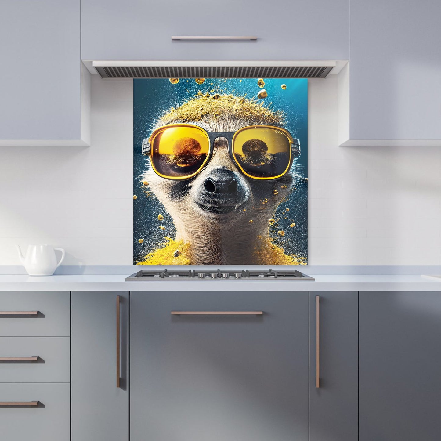Meerkat With Golden Glasses Splashart Kitchen Splashback