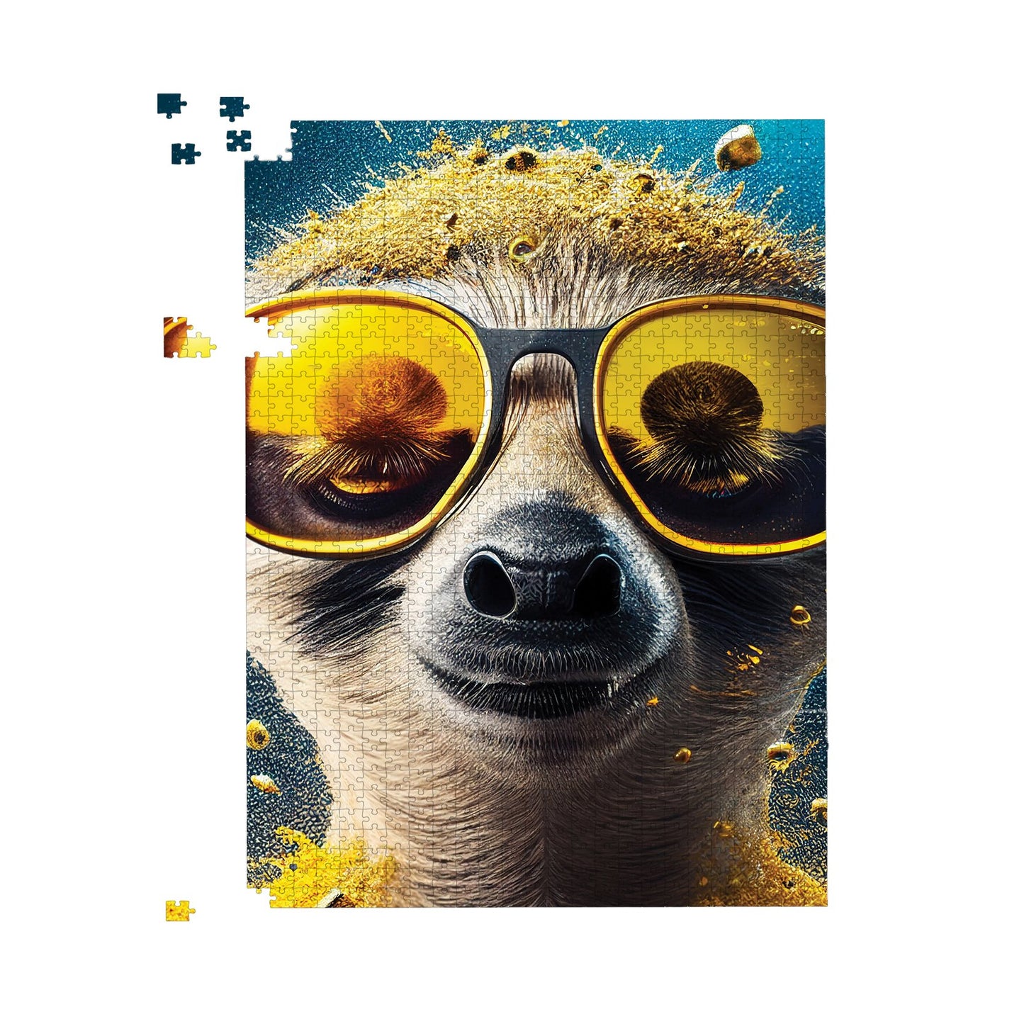 Meerkat With Golden Glasses Splashart Jigsaw Puzzle