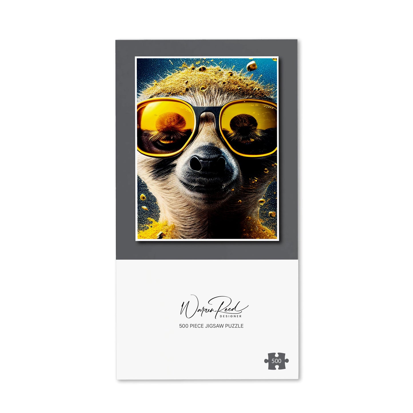 Meerkat With Golden Glasses Splashart Jigsaw Puzzle