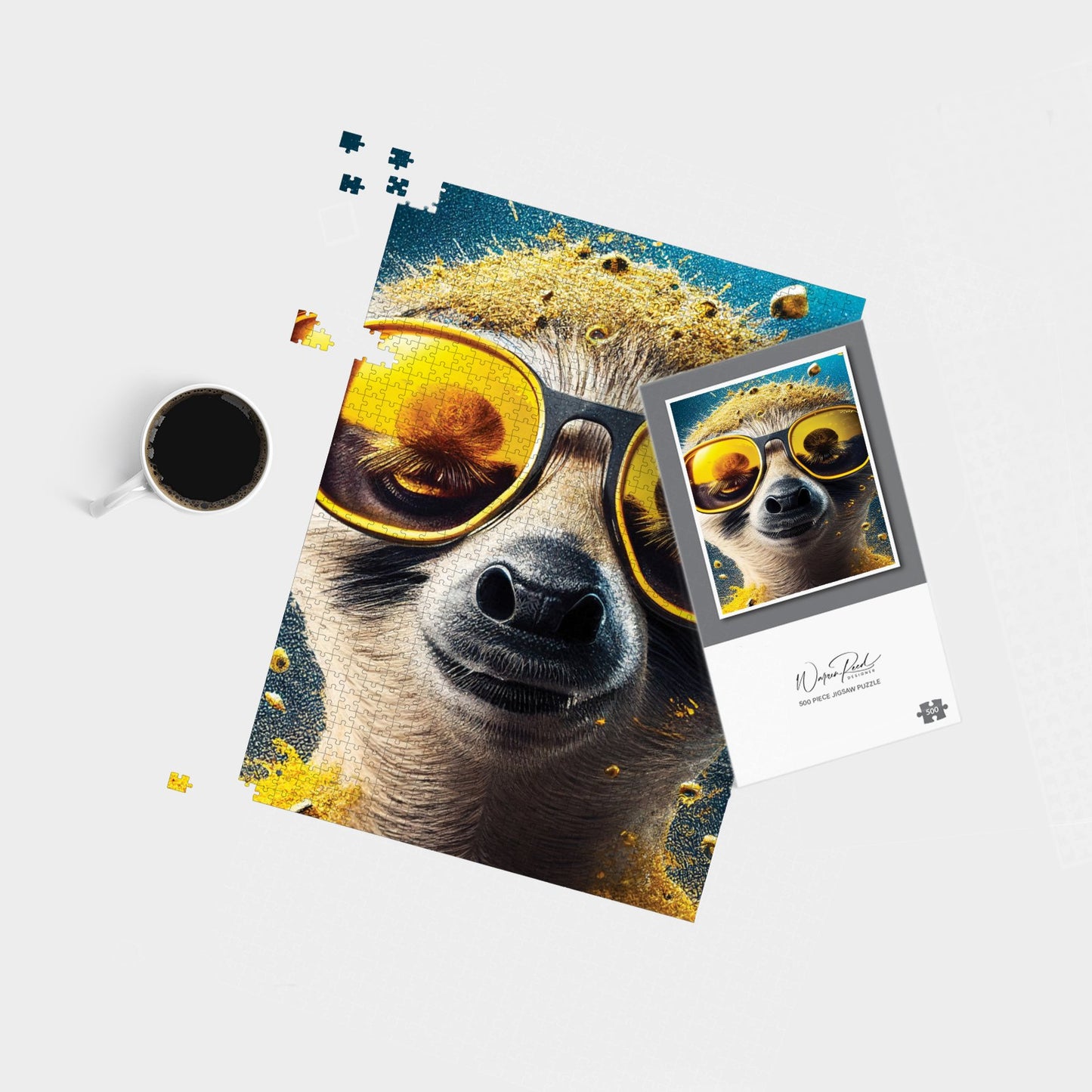 Meerkat With Golden Glasses Splashart Jigsaw Puzzle
