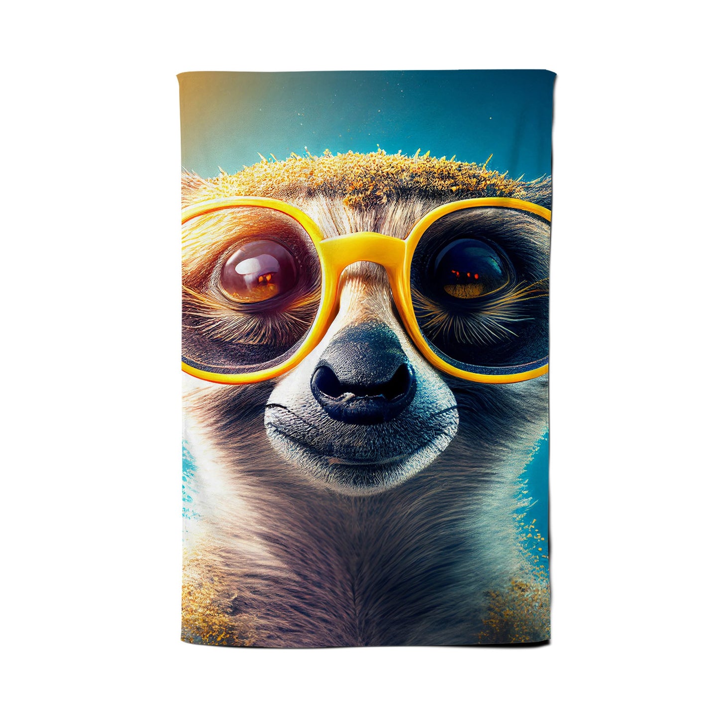 Meerkat With Glasses Splashart Tea Towel