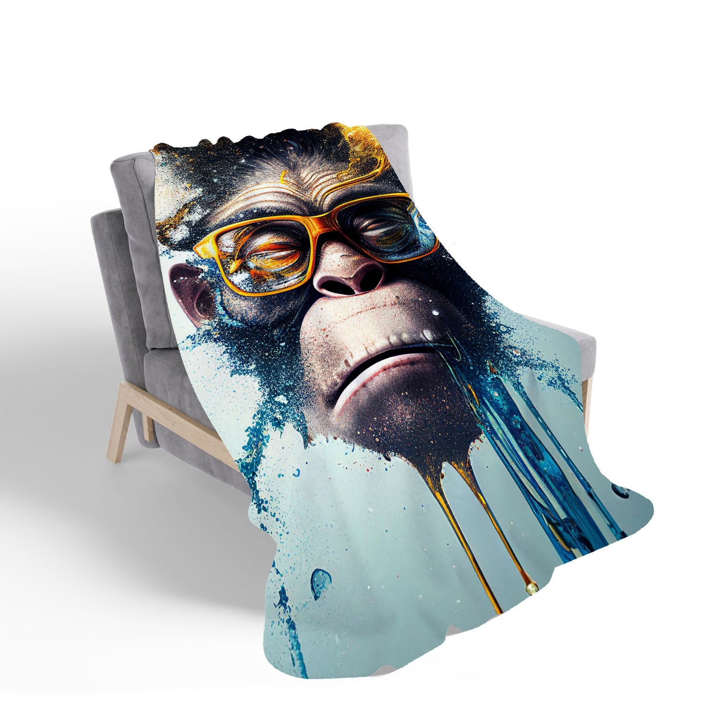 Monkey With Glasses Splashart Sherpa Blanket