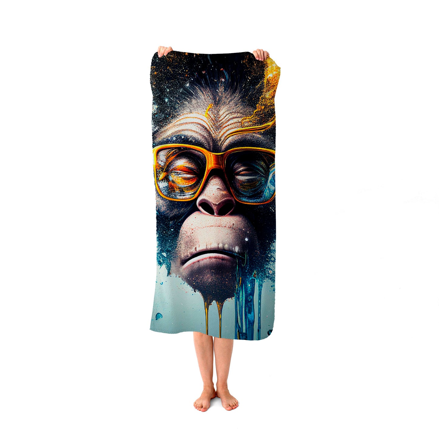 Monkey With Glasses Splashart Beach Towel
