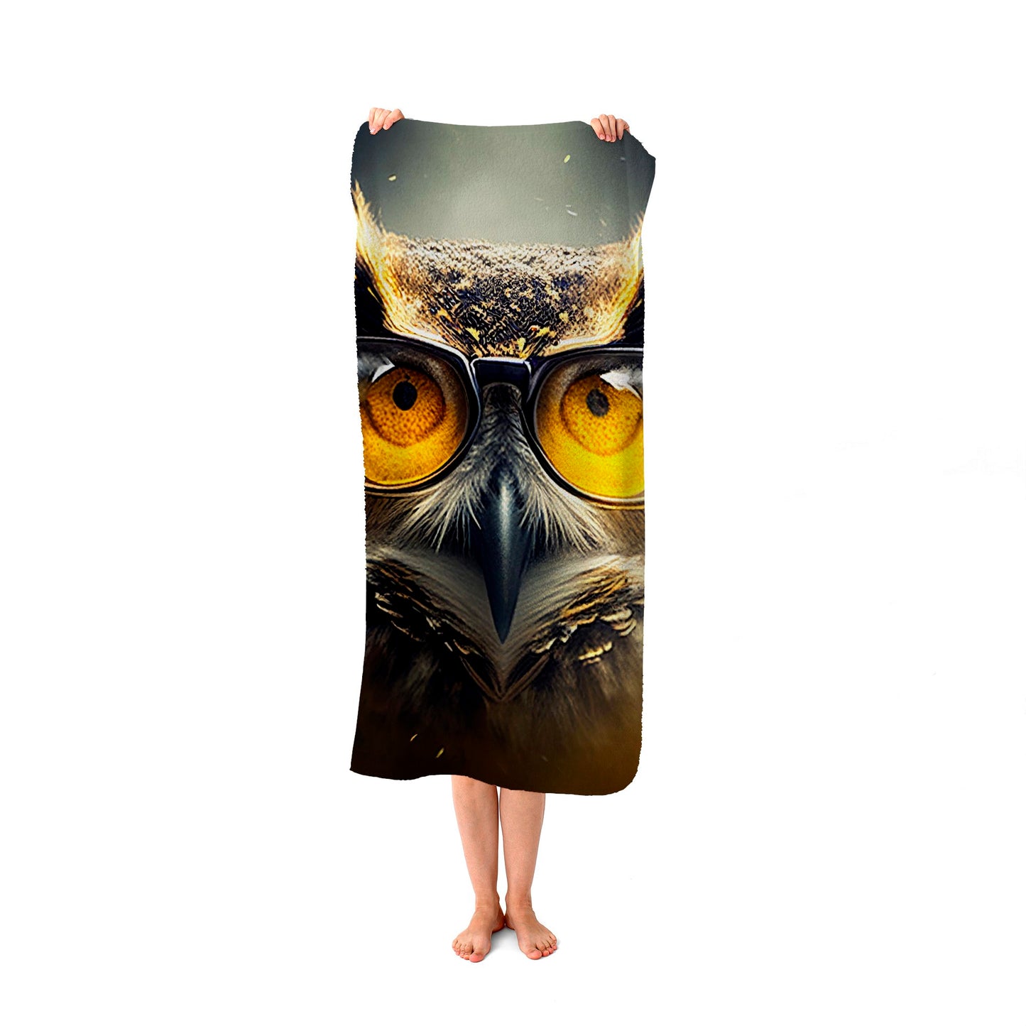 Owl With Glasses Splashart Beach Towel