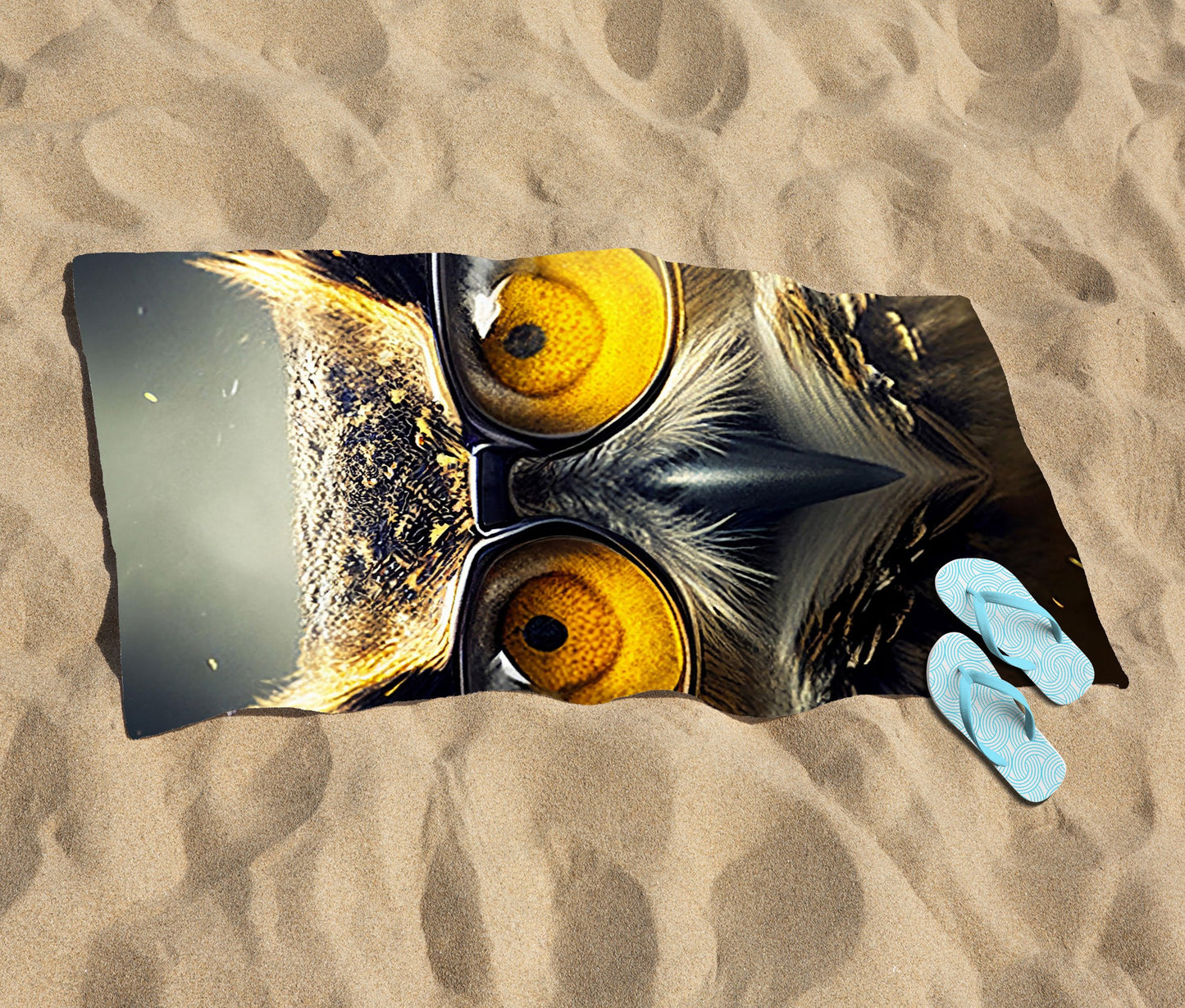 Owl With Glasses Splashart Beach Towel