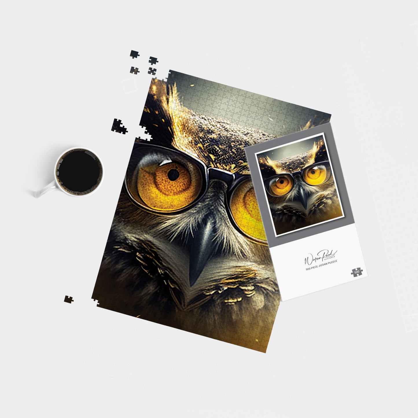Owl With Glasses Splashart Jigsaw Puzzle