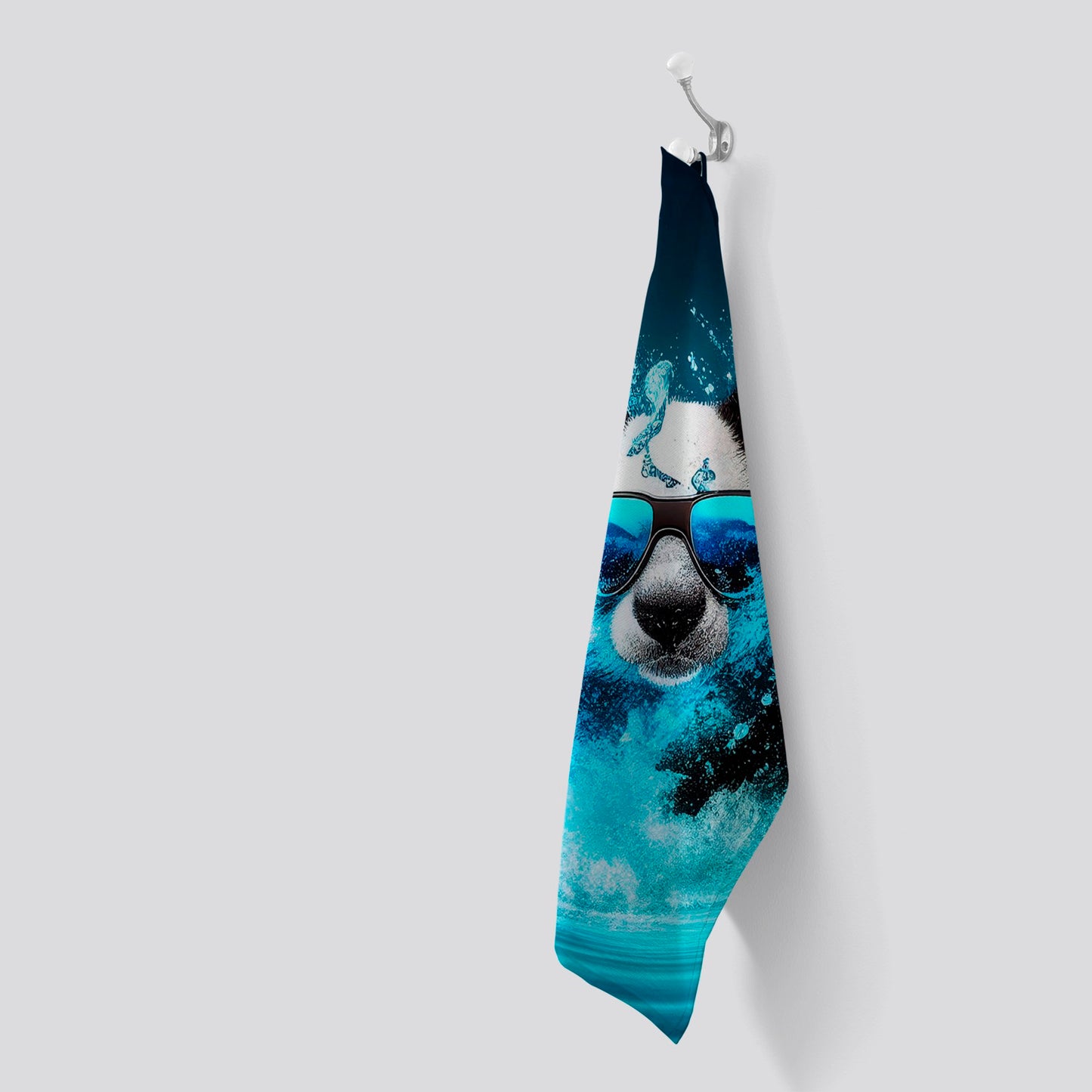 Panda With Glasses Splashart Water Tea Towel