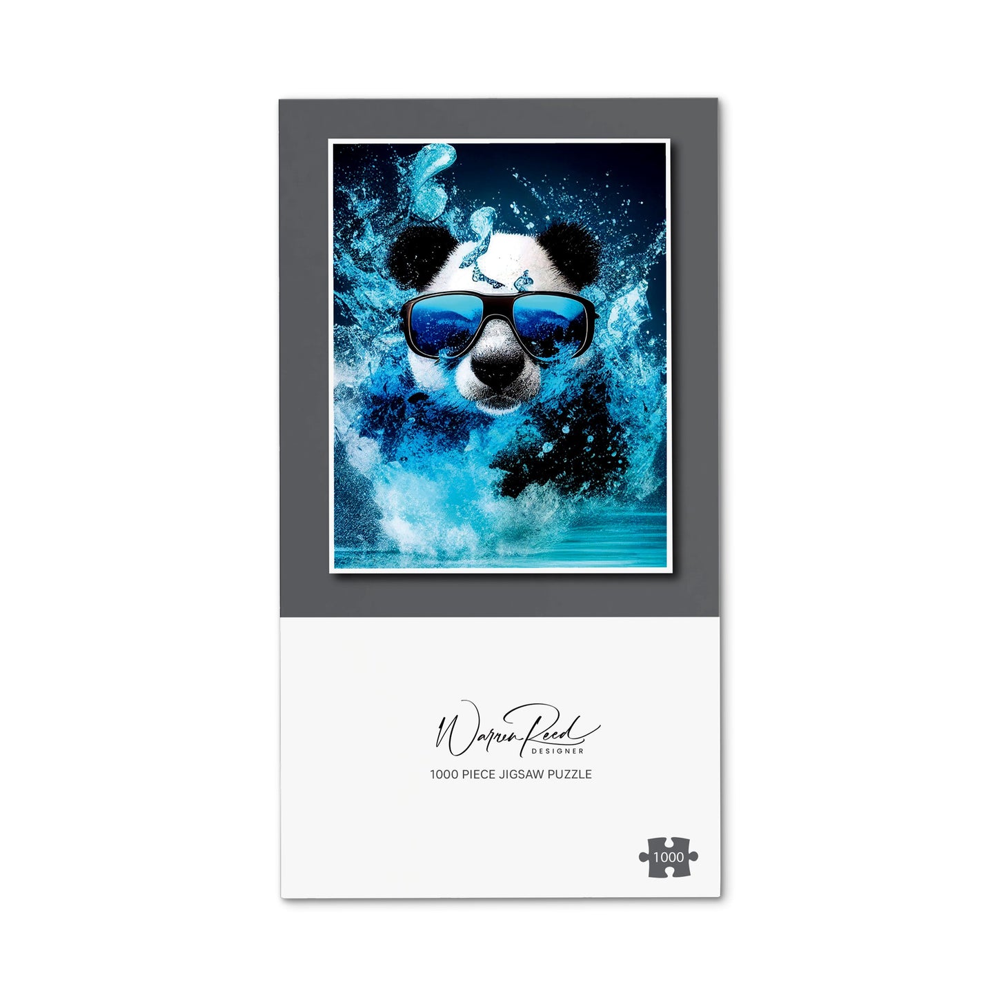 Panda With Glasses Splashart Water Jigsaw Puzzle