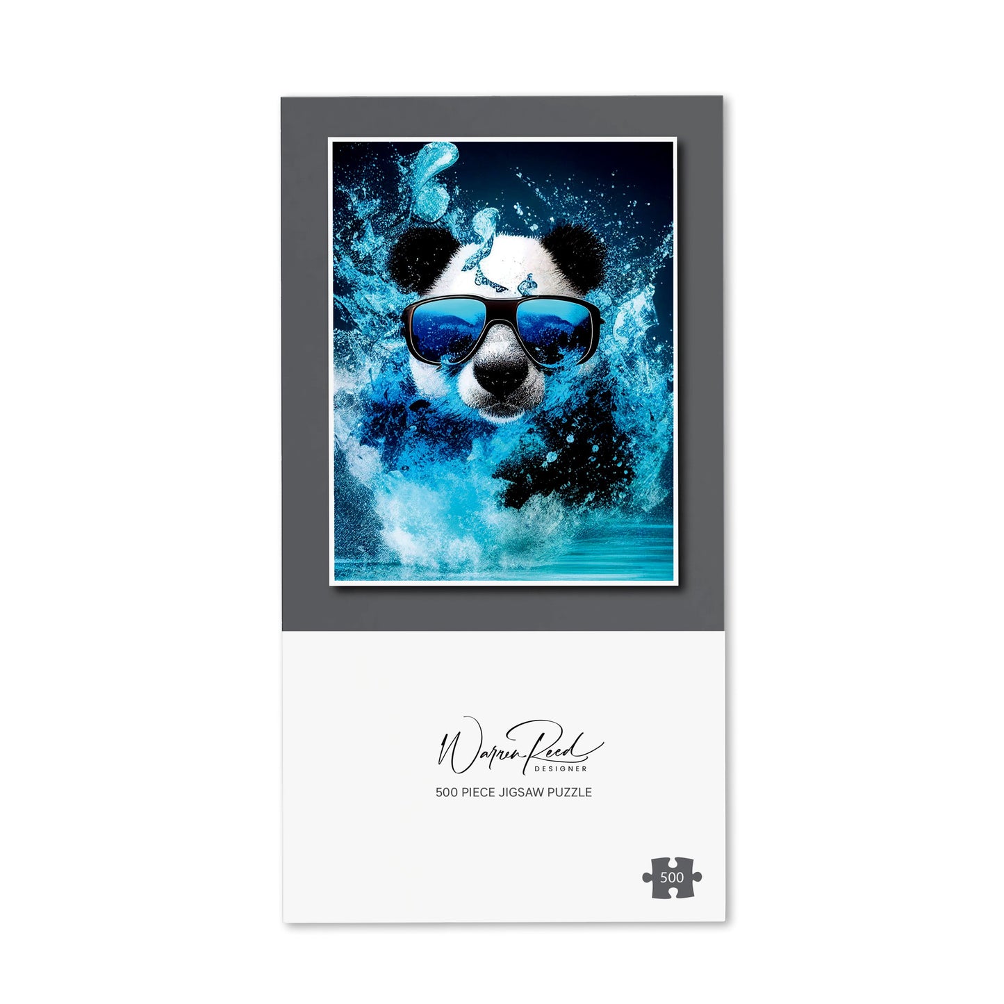 Panda With Glasses Splashart Water Jigsaw Puzzle