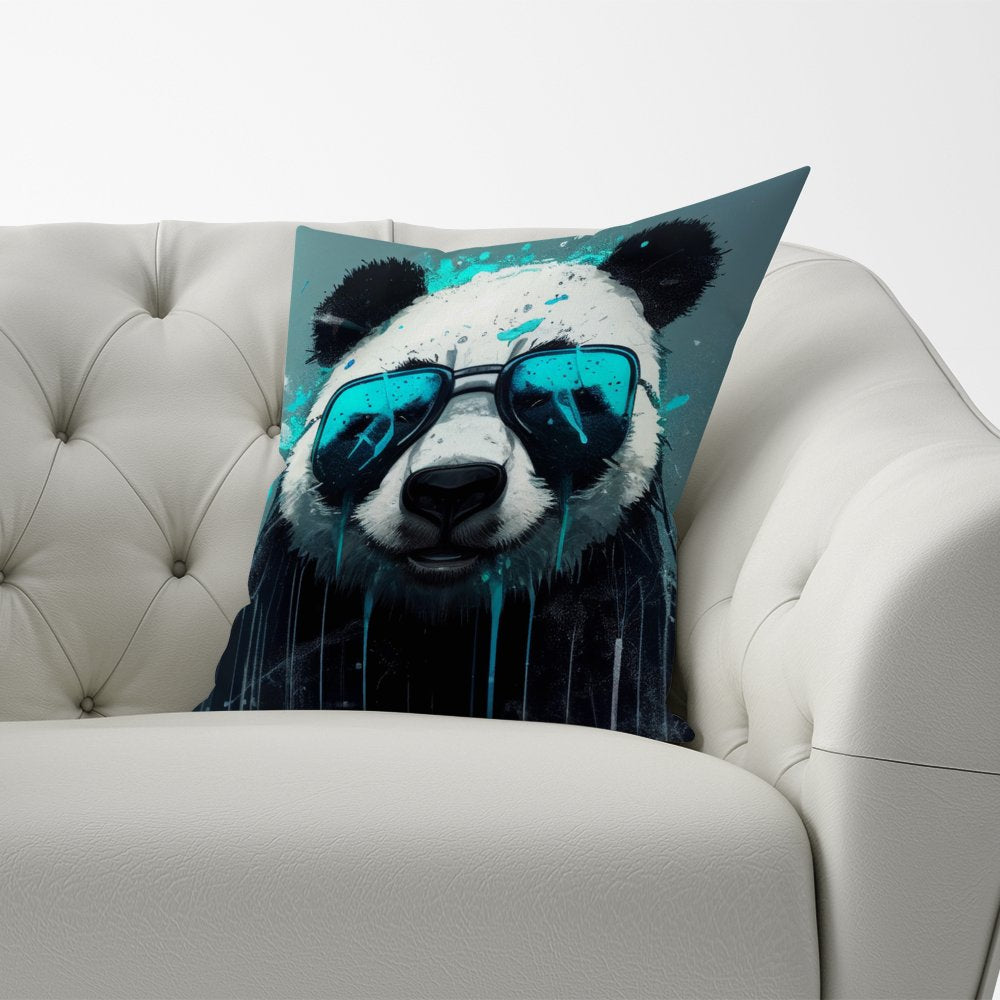Panda With Blue Glasses Splashart Cushions