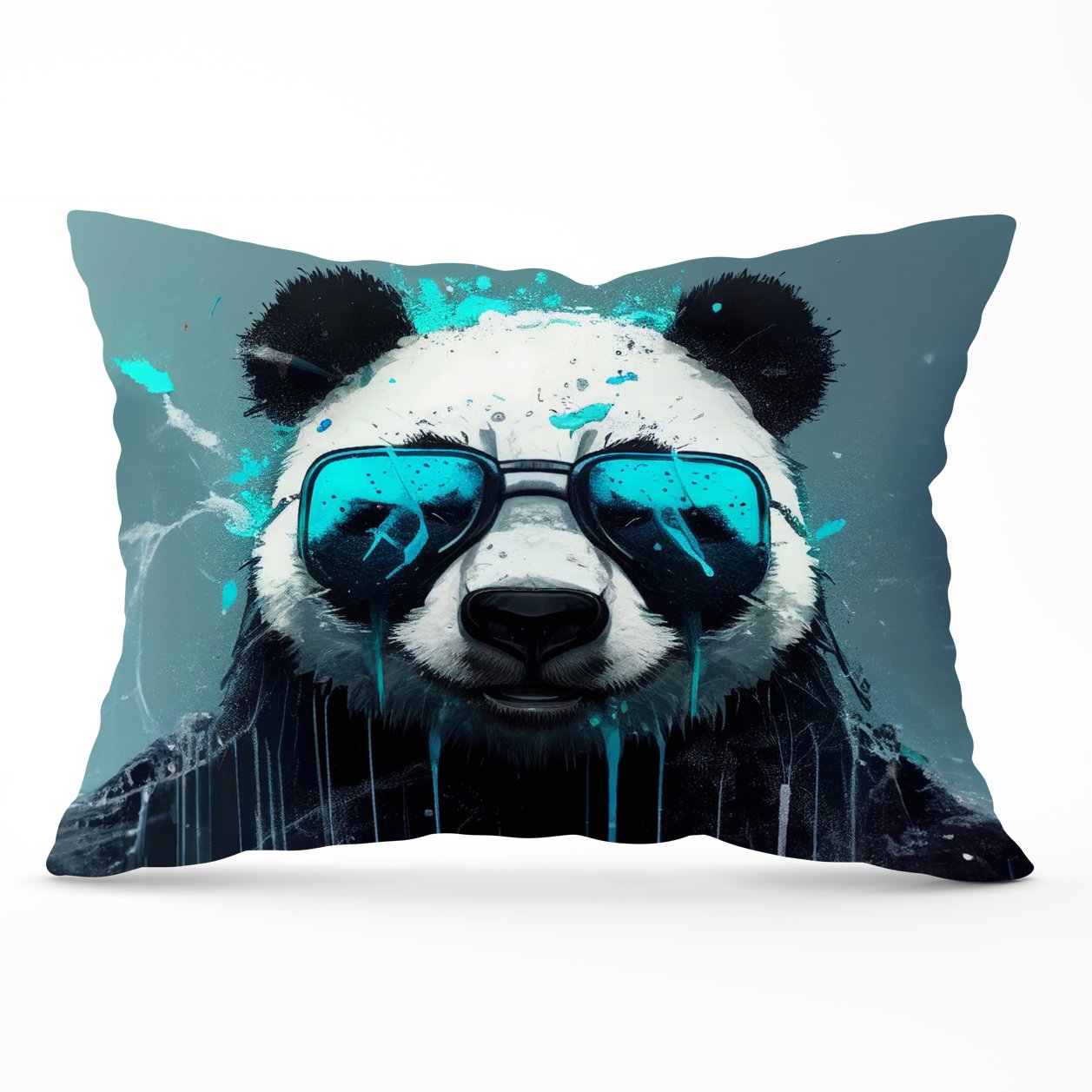 Panda With Blue Glasses Splashart Cushions