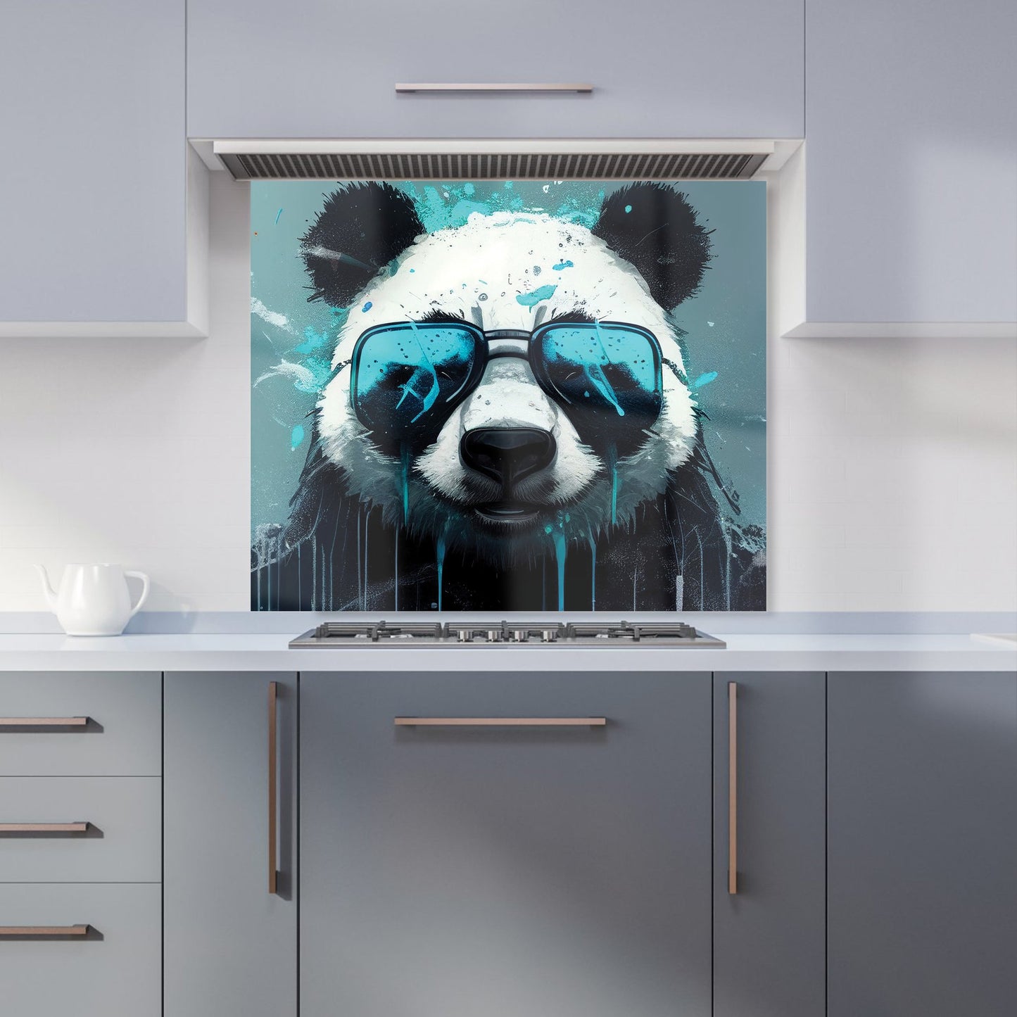 Panda With Blue Glasses Splashart Kitchen Splashback