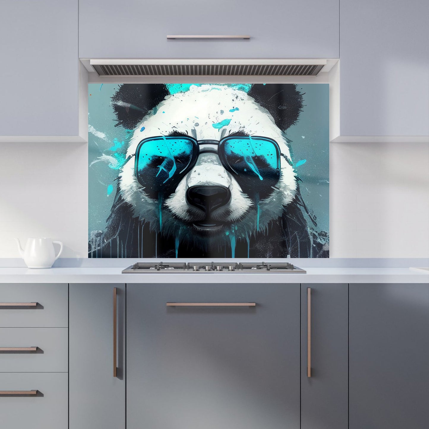 Panda With Blue Glasses Splashart Kitchen Splashback
