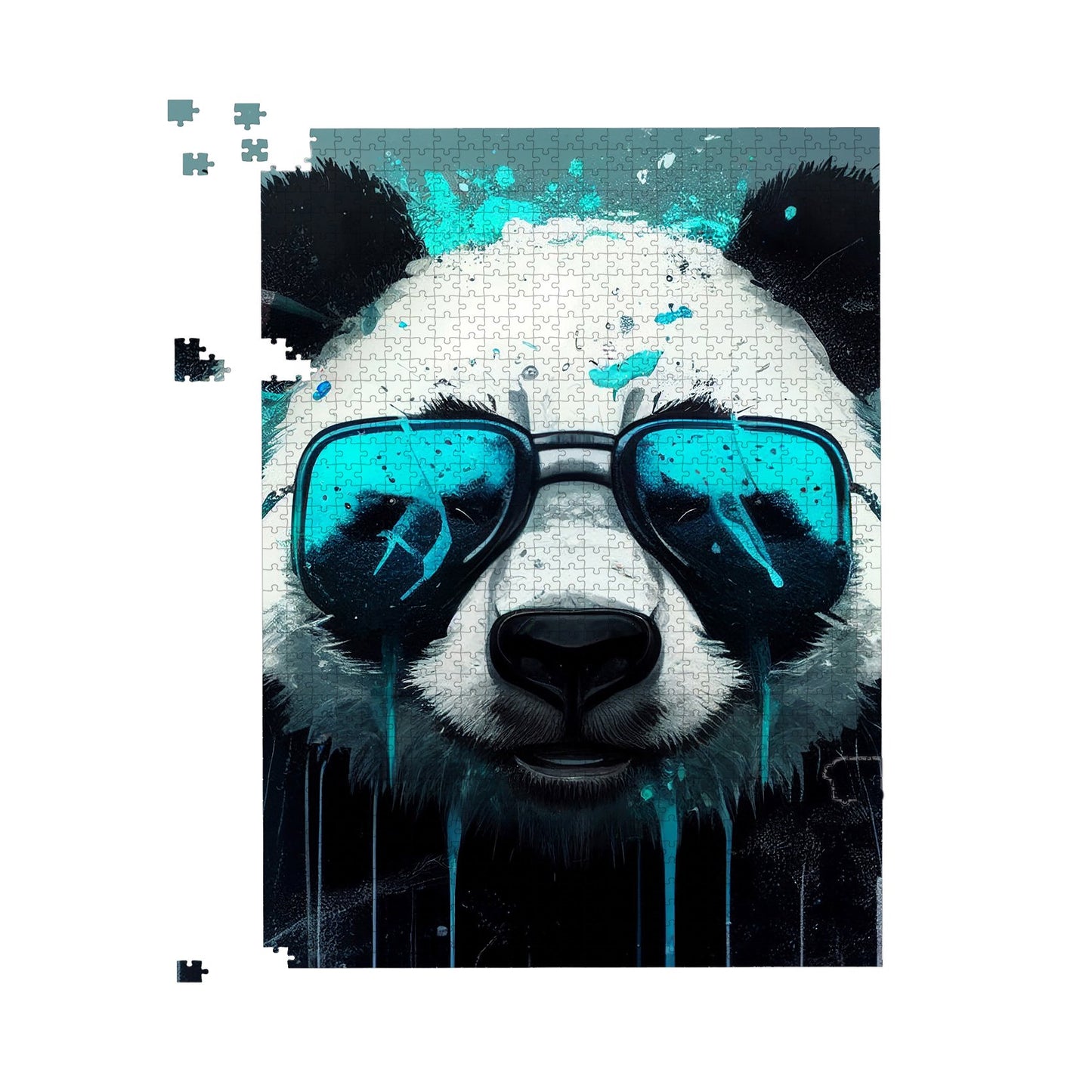 Panda With Blue Glasses Splashart Jigsaw Puzzle