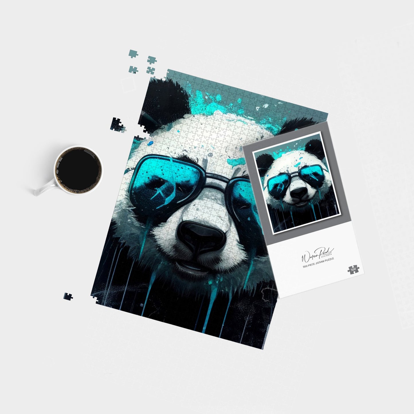 Panda With Blue Glasses Splashart Jigsaw Puzzle
