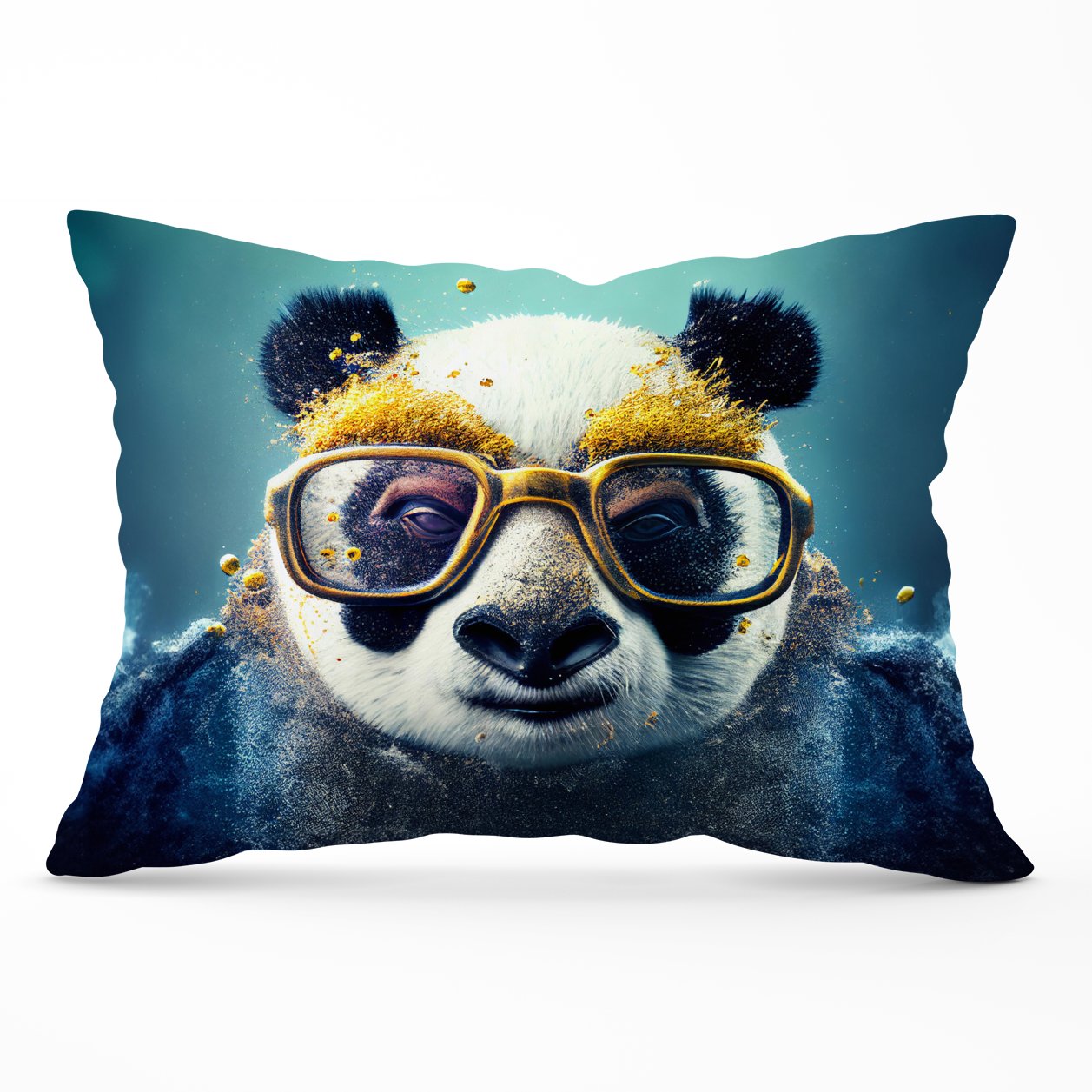 Panda With Golden Glasses Splashart Cushions