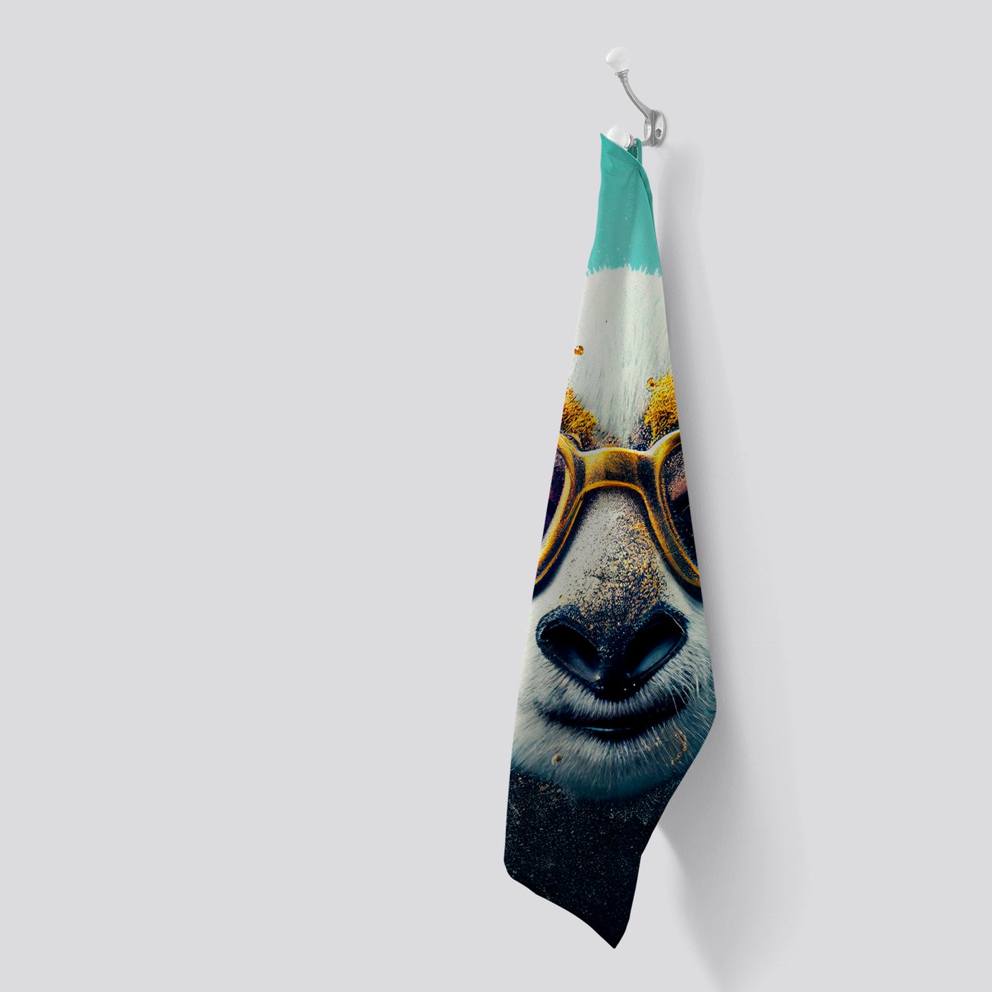 Panda With Golden Glasses Splashart Tea Towel