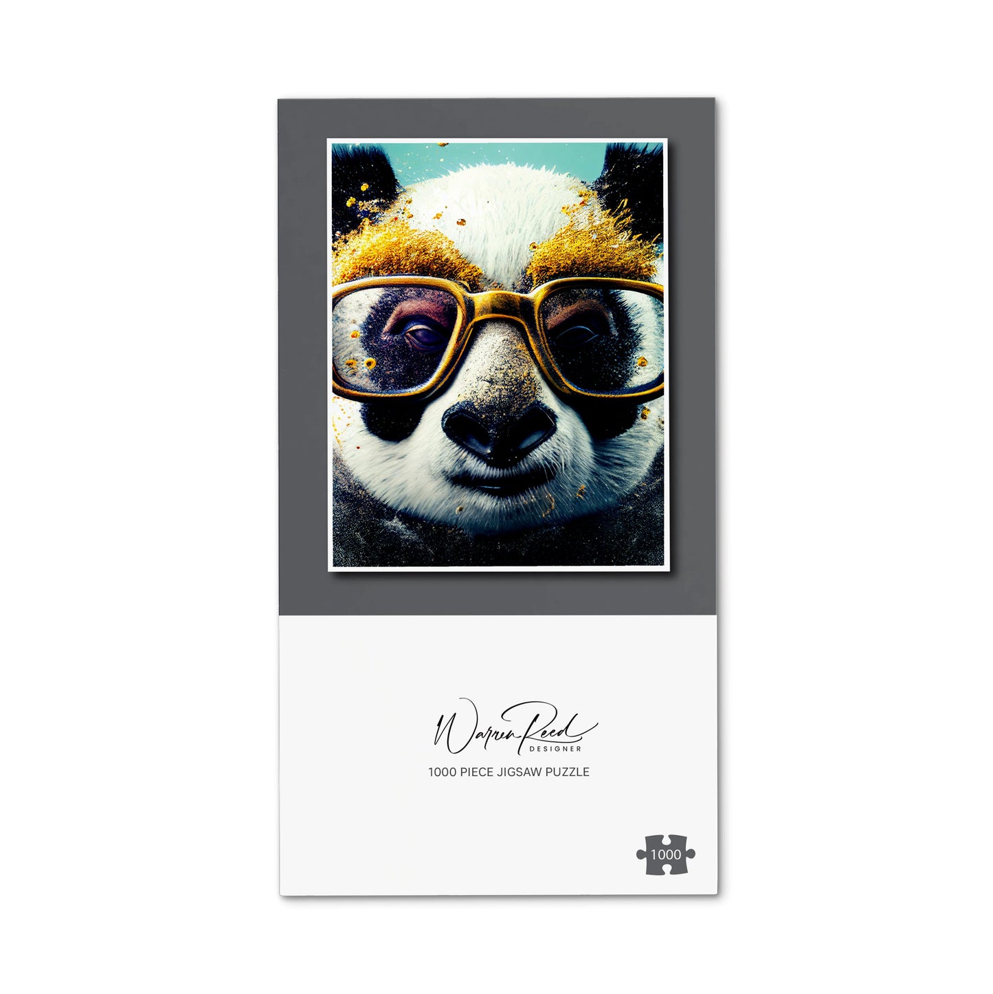 Panda With Golden Glasses Splashart Jigsaw Puzzle