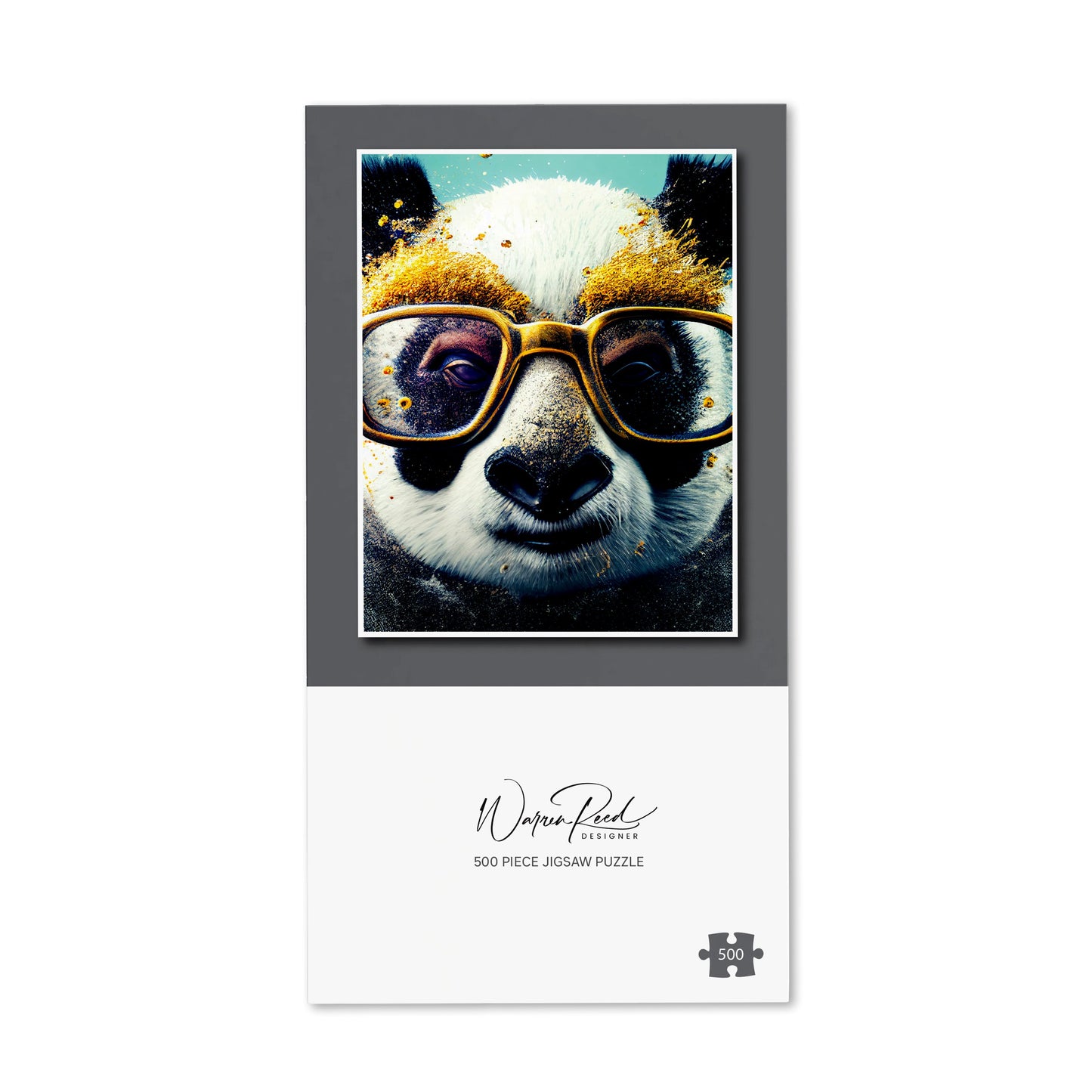 Panda With Golden Glasses Splashart Jigsaw Puzzle