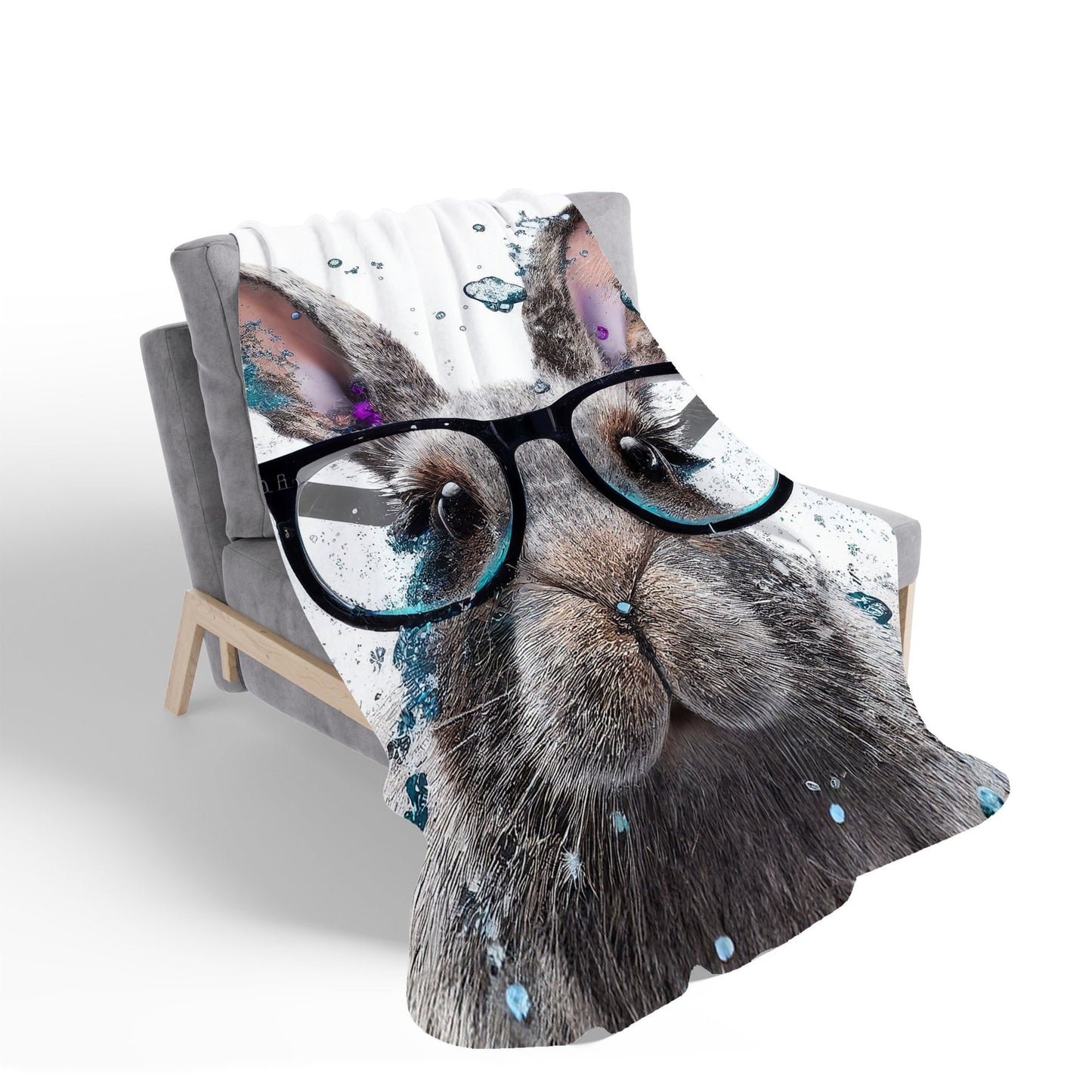 Rabbit With Glasses Splashart Sherpa Blanket
