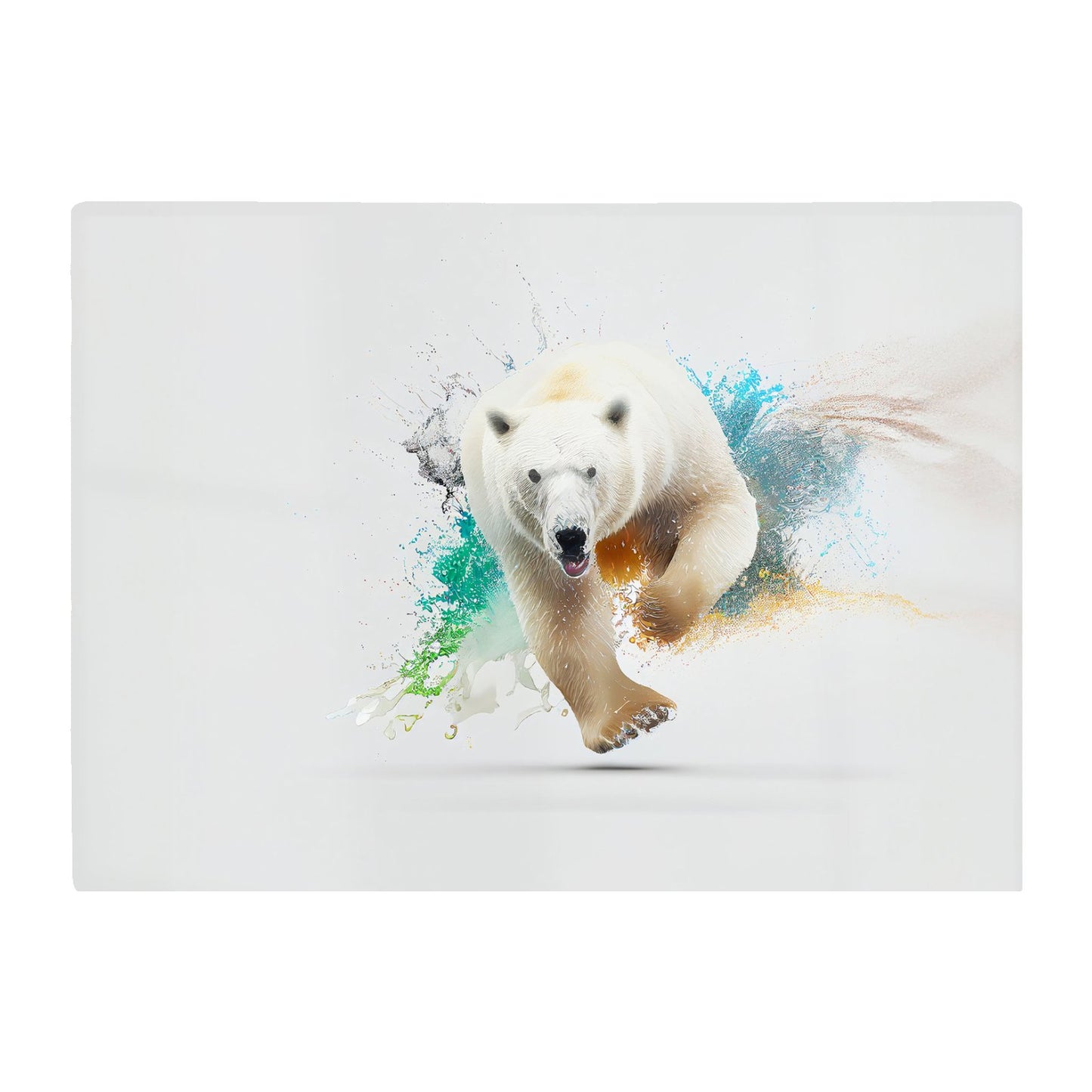 Charging Polar Bear Glass Chopping Board